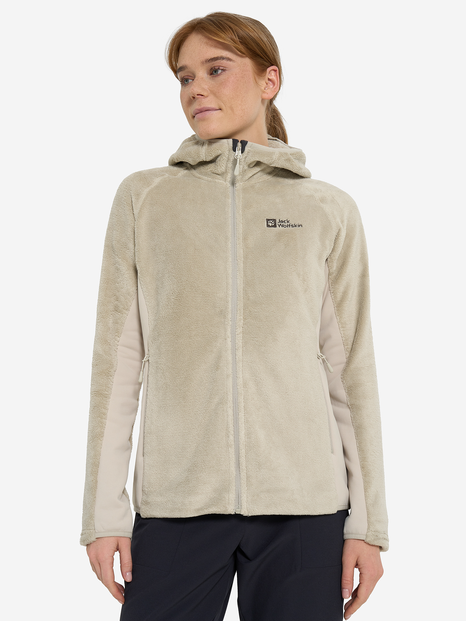 фото Толстовка женская jack wolfskin rotwand, бежевый