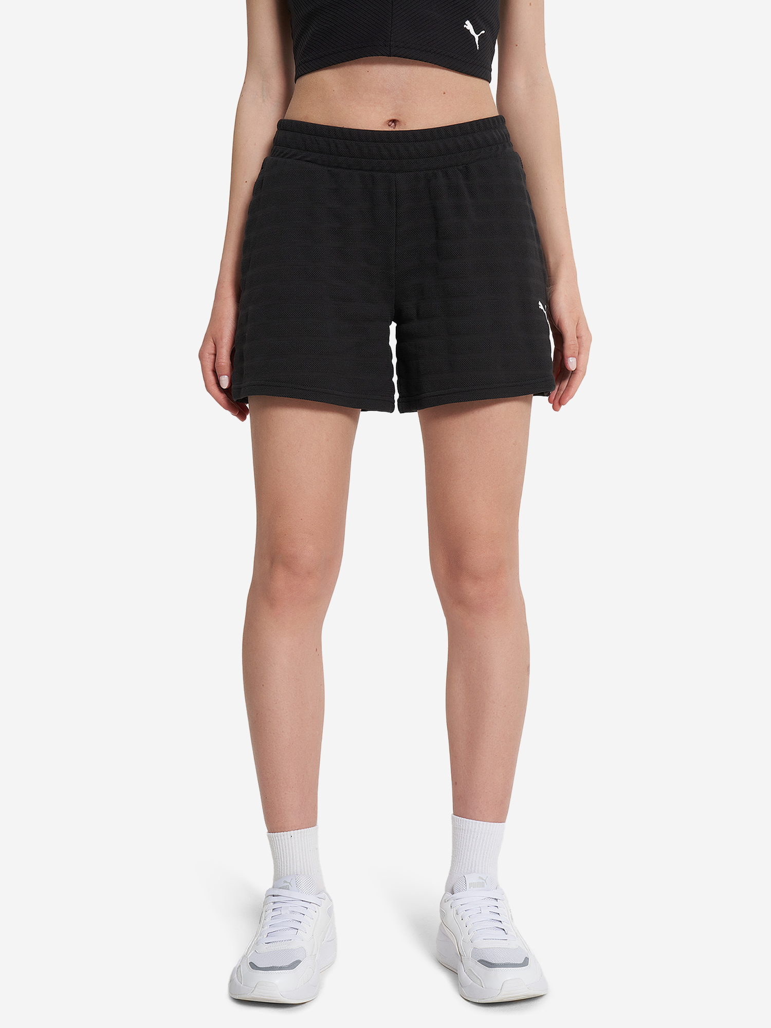 фото Шорты спортивные женские puma ess elevated, черный