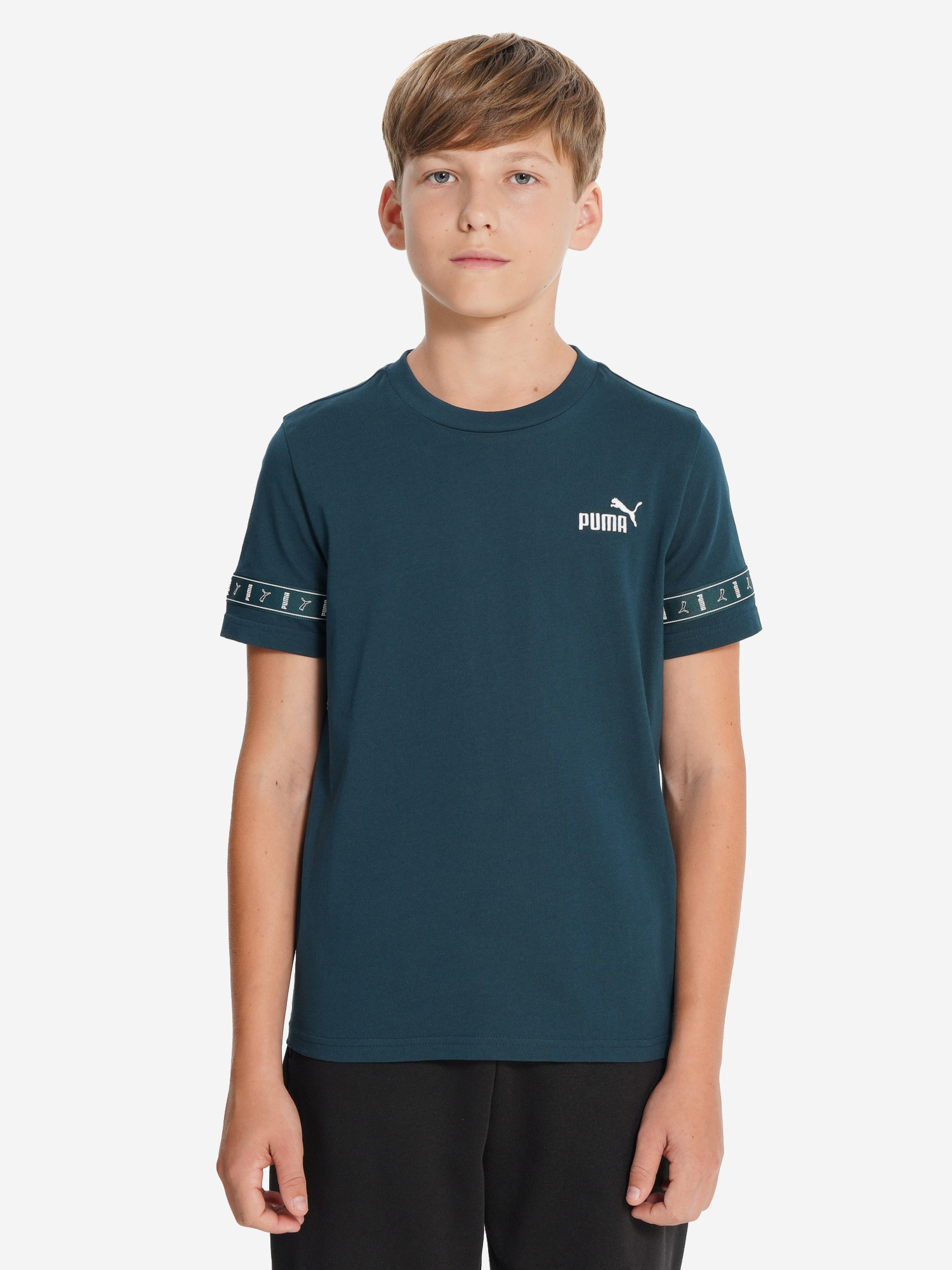 фото Футболка для мальчиков puma tape layout, зеленый