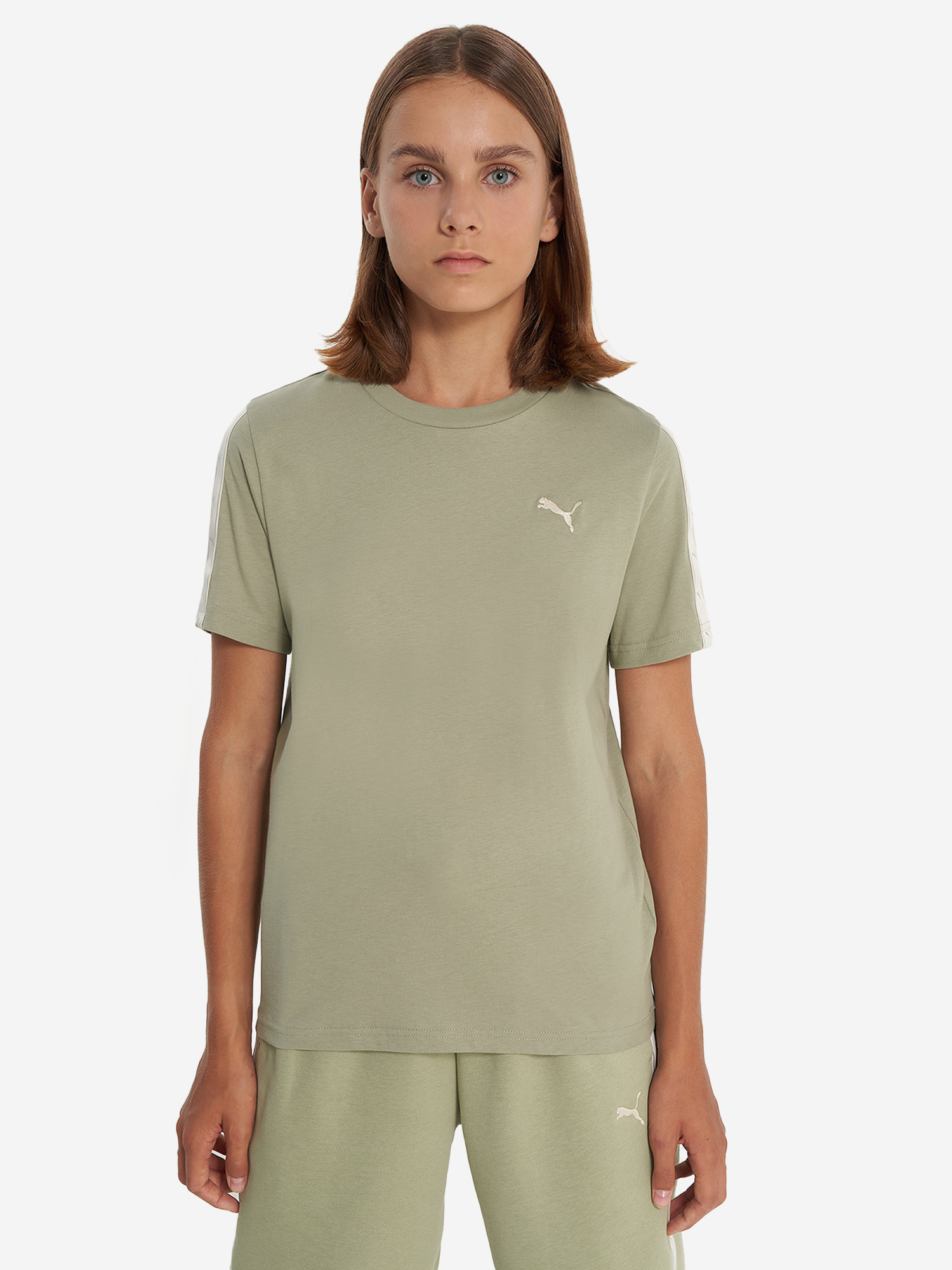 фото Футболка для девочек puma tape, зеленый