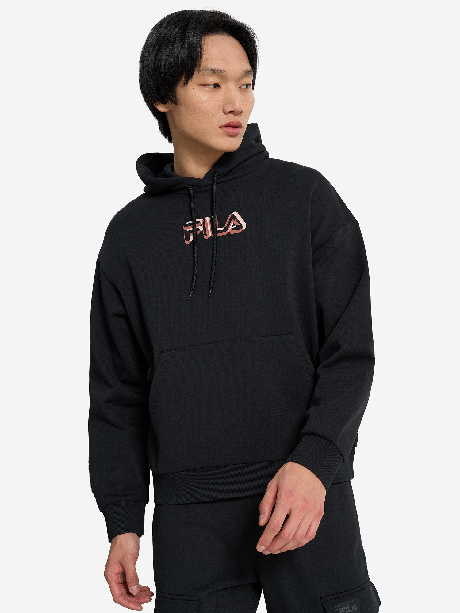 фото Худи мужское оверсайз fila, черный