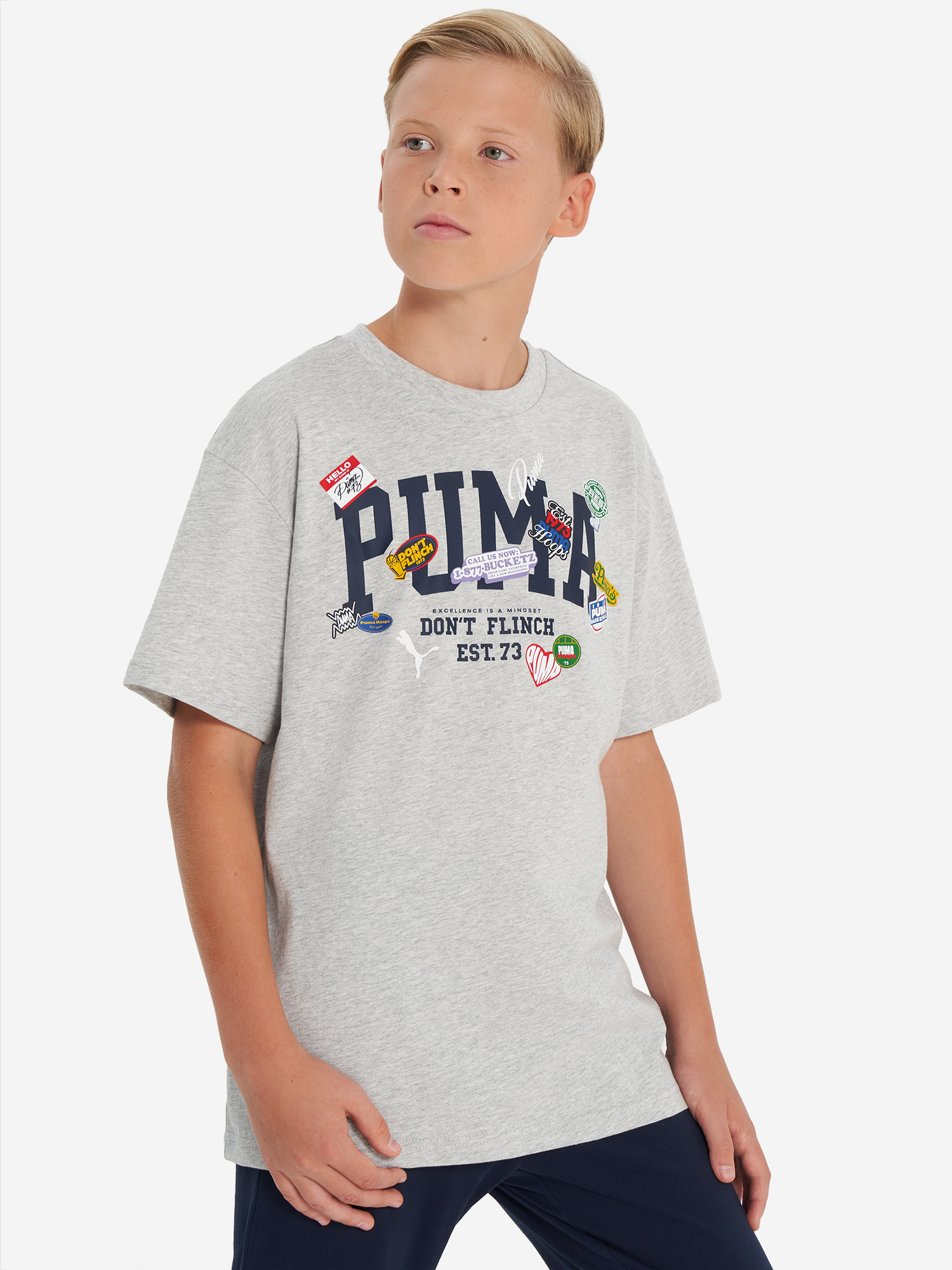 фото Футболка для мальчиков puma basketball hoopstellations, серый