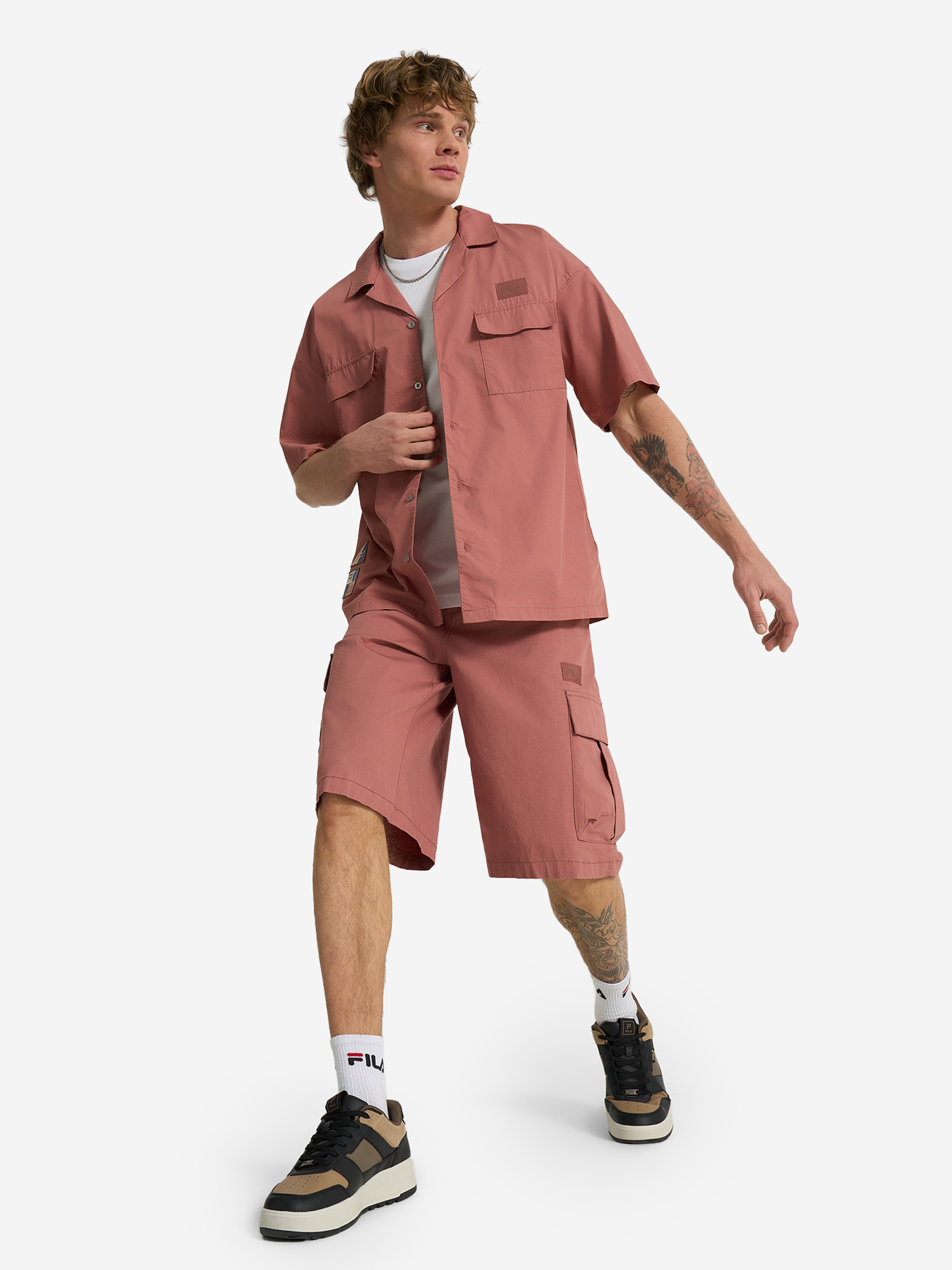 фото Рубашка с коротким рукавом мужская fila, бежевый