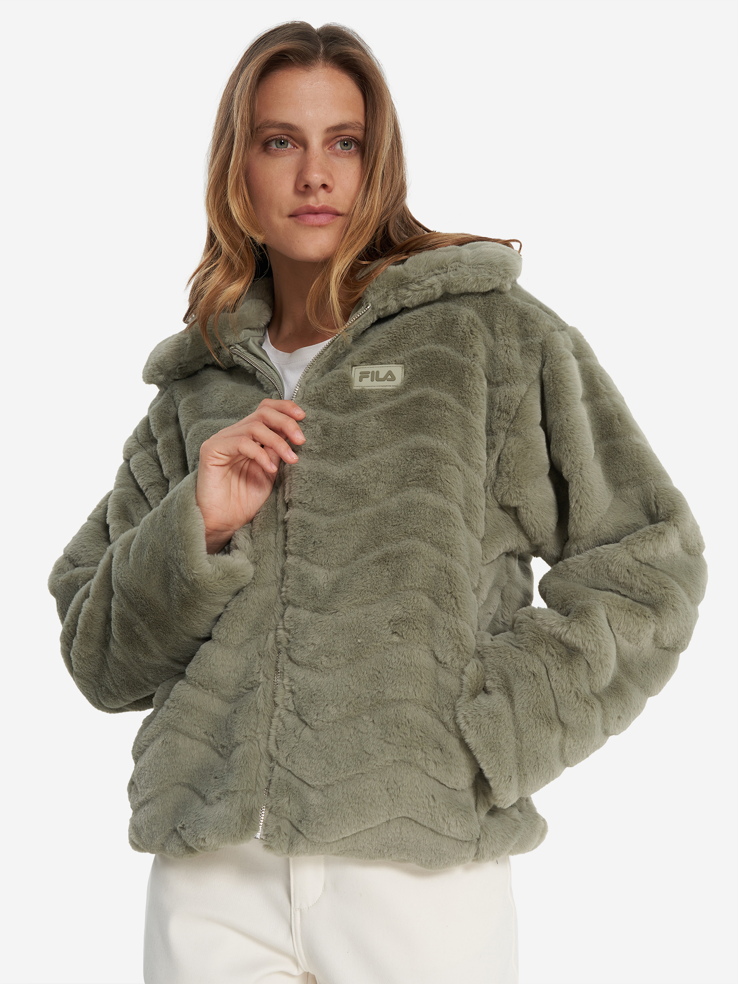 фото Куртка меховая женская fila, зеленый