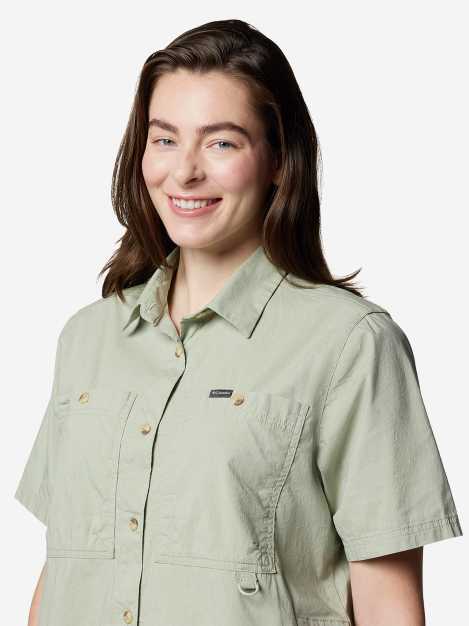 фото Рубашка с коротким рукавом женская columbia brea falls woven ss, зеленый