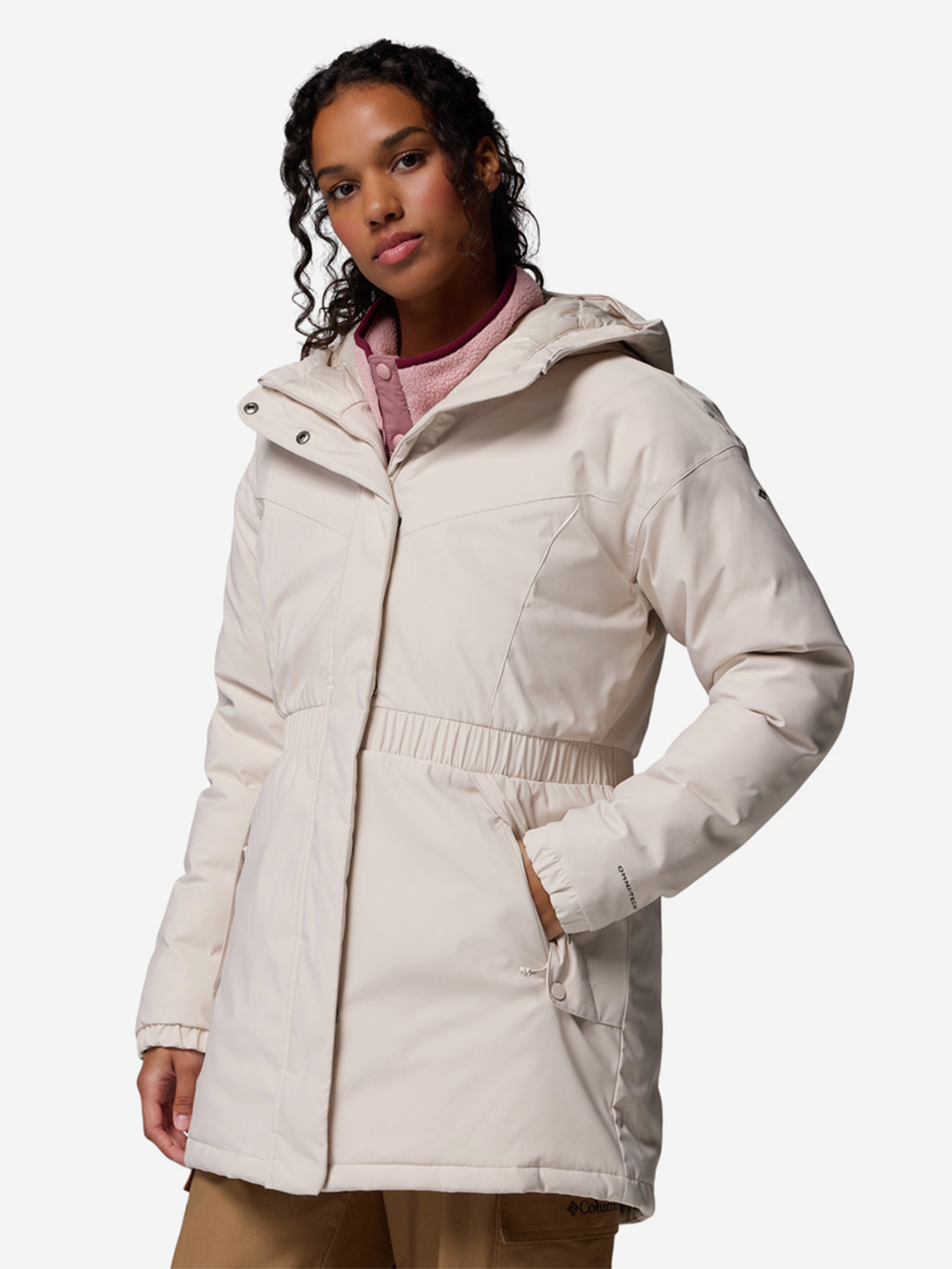 фото Парка женская columbia kennedy meadows mid down parka, бежевый