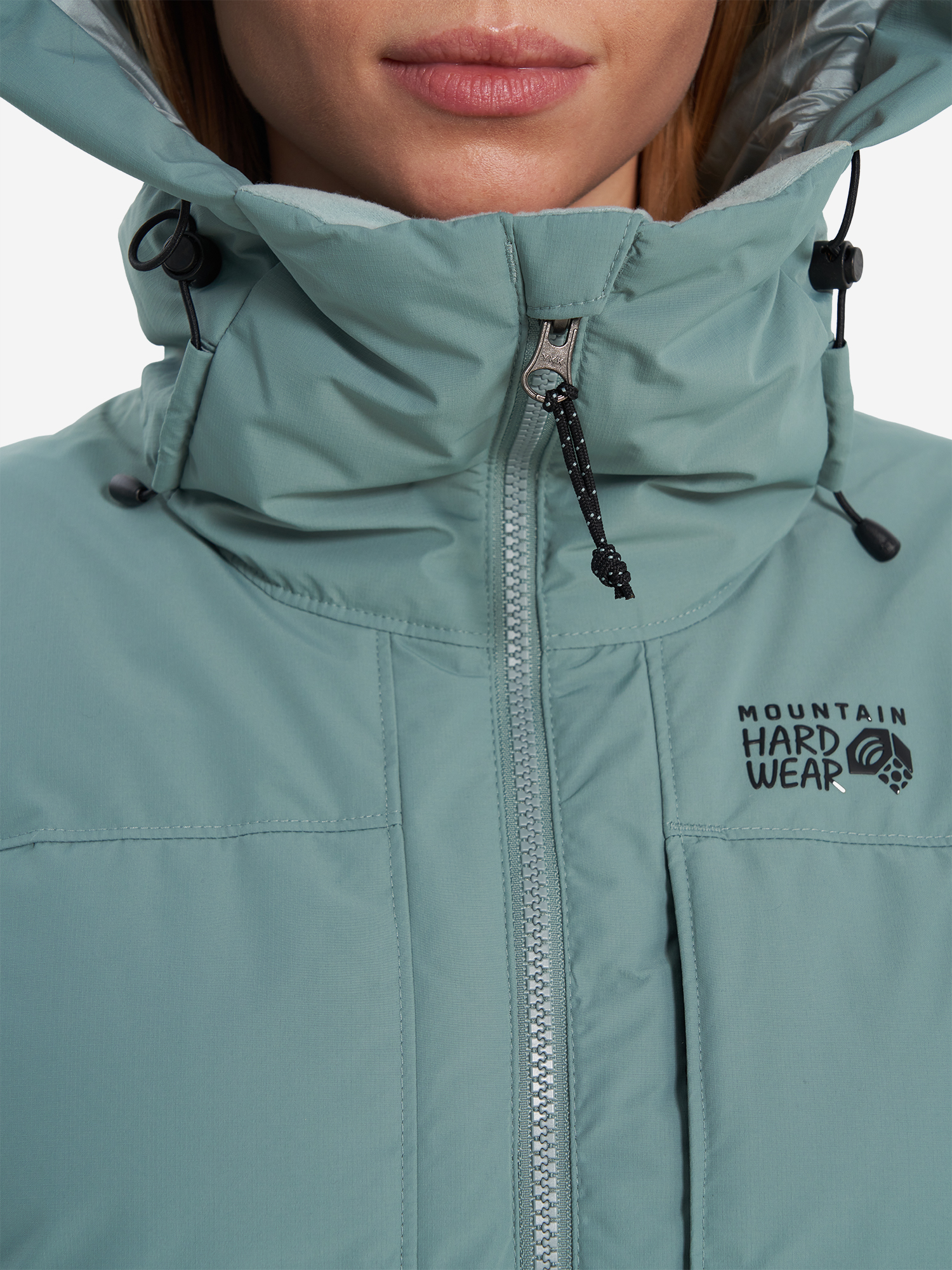 фото Пуховик женский mountain hardwear powder maven, голубой