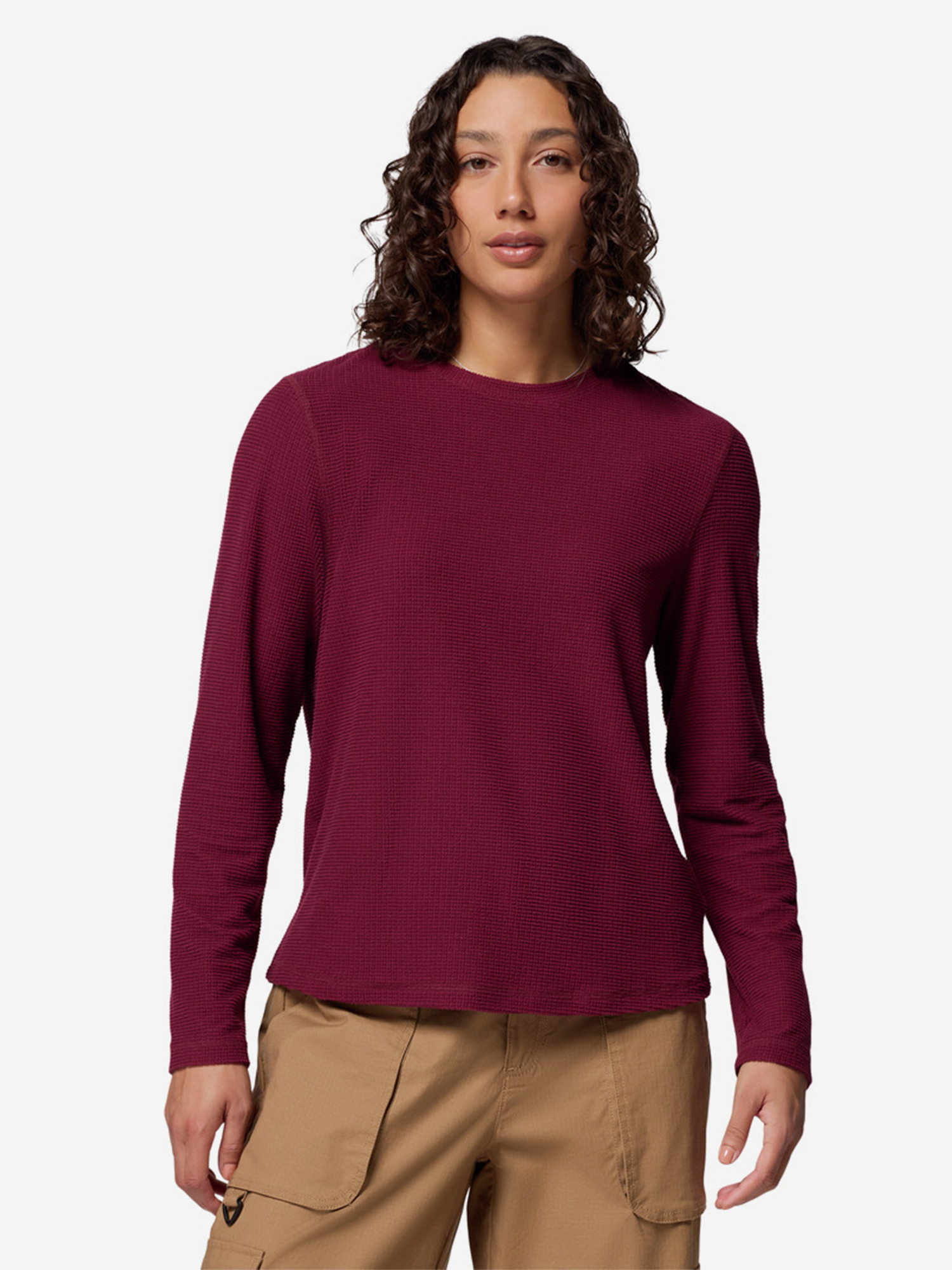 фото Лонгслив женский columbia brea falls grid crew ls, красный