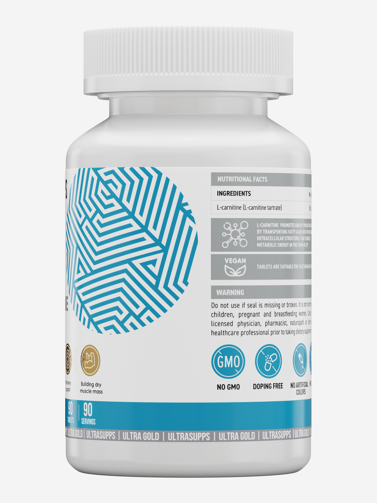 фото L-карнитин ultrasupp ultra gold, 90 шт, белый ultrasupps