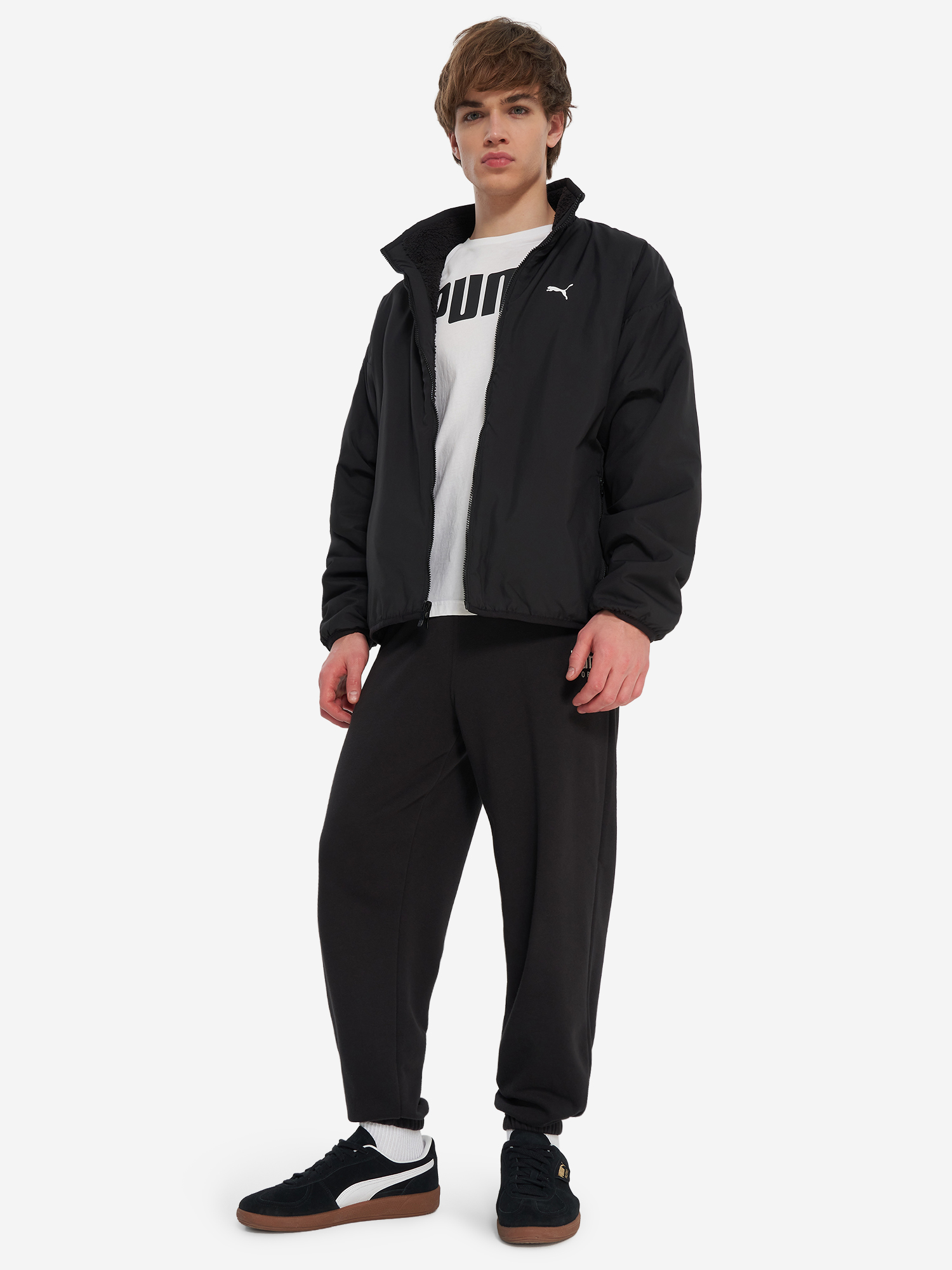 фото Толстовка мужская puma reversible hybrid sherpa, черный