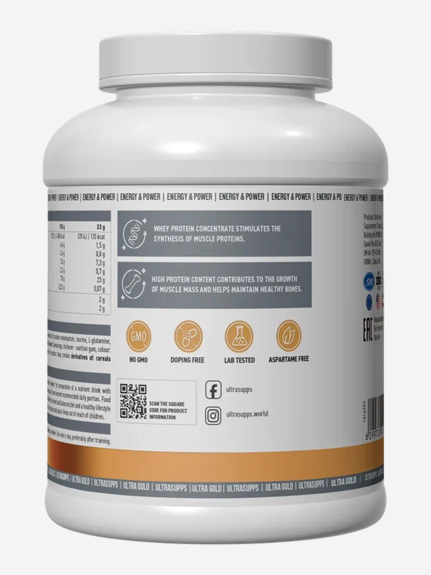 фото Протеин ultrasupps ultra gold "клубника", 600 г, белый