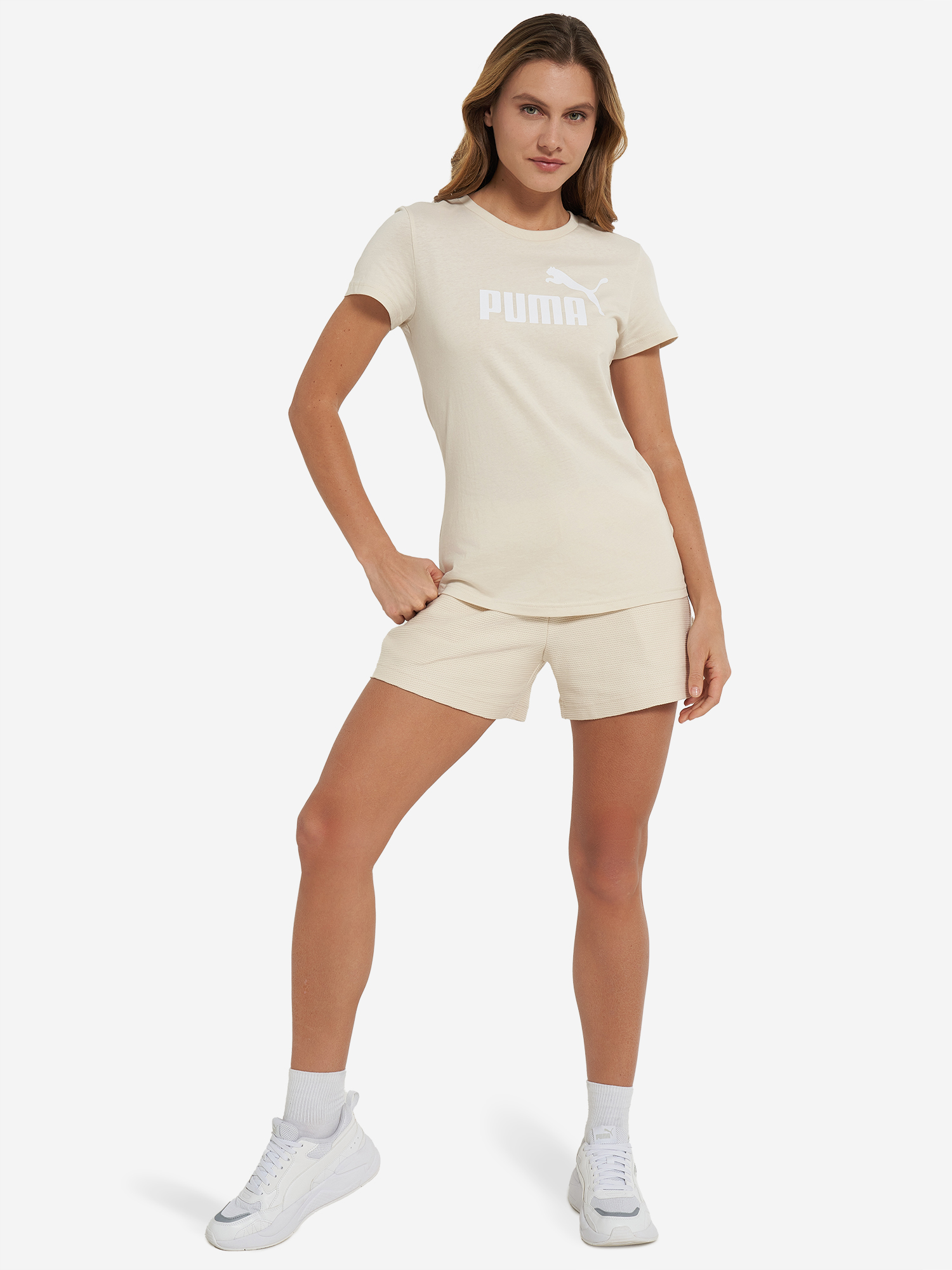 фото Футболка женская puma ess no. 1 logo, бежевый