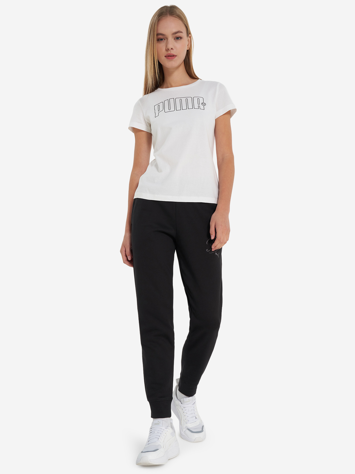фото Брюки флисовые женские puma ess script, черный