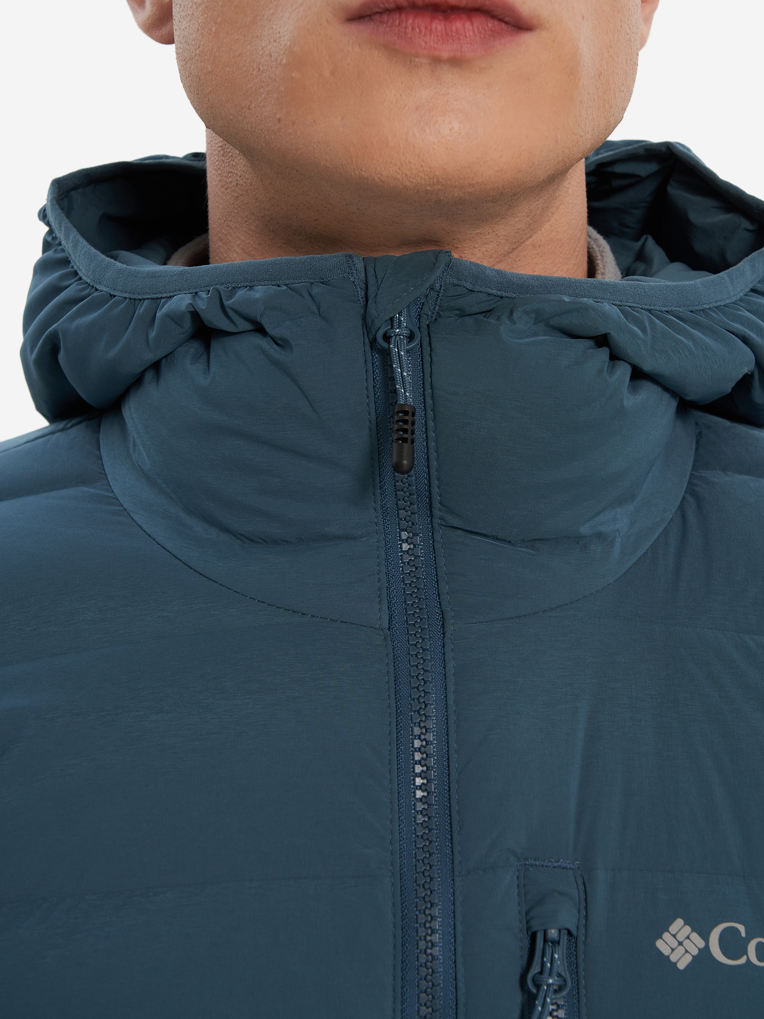 фото Пуховик мужской columbia drift peak stretch down hooded jacket, голубой