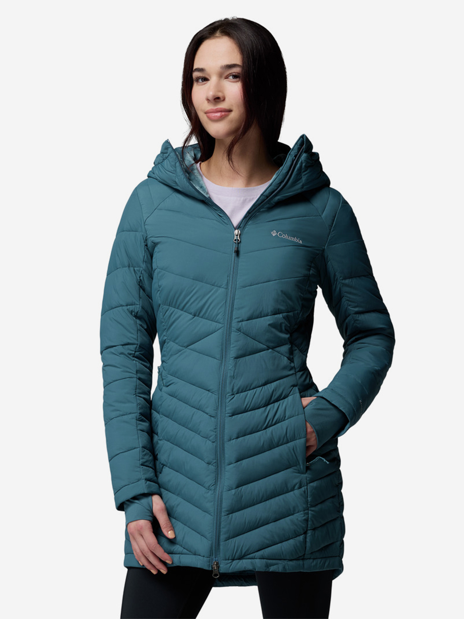 фото Куртка утепленная женская columbia joy peak ii mid jacket, голубой