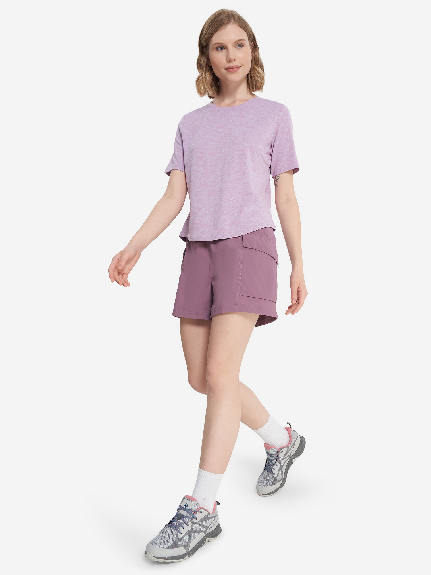 фото Футболка женская mountain hardwear sunblocker short sleeve, фиолетовый