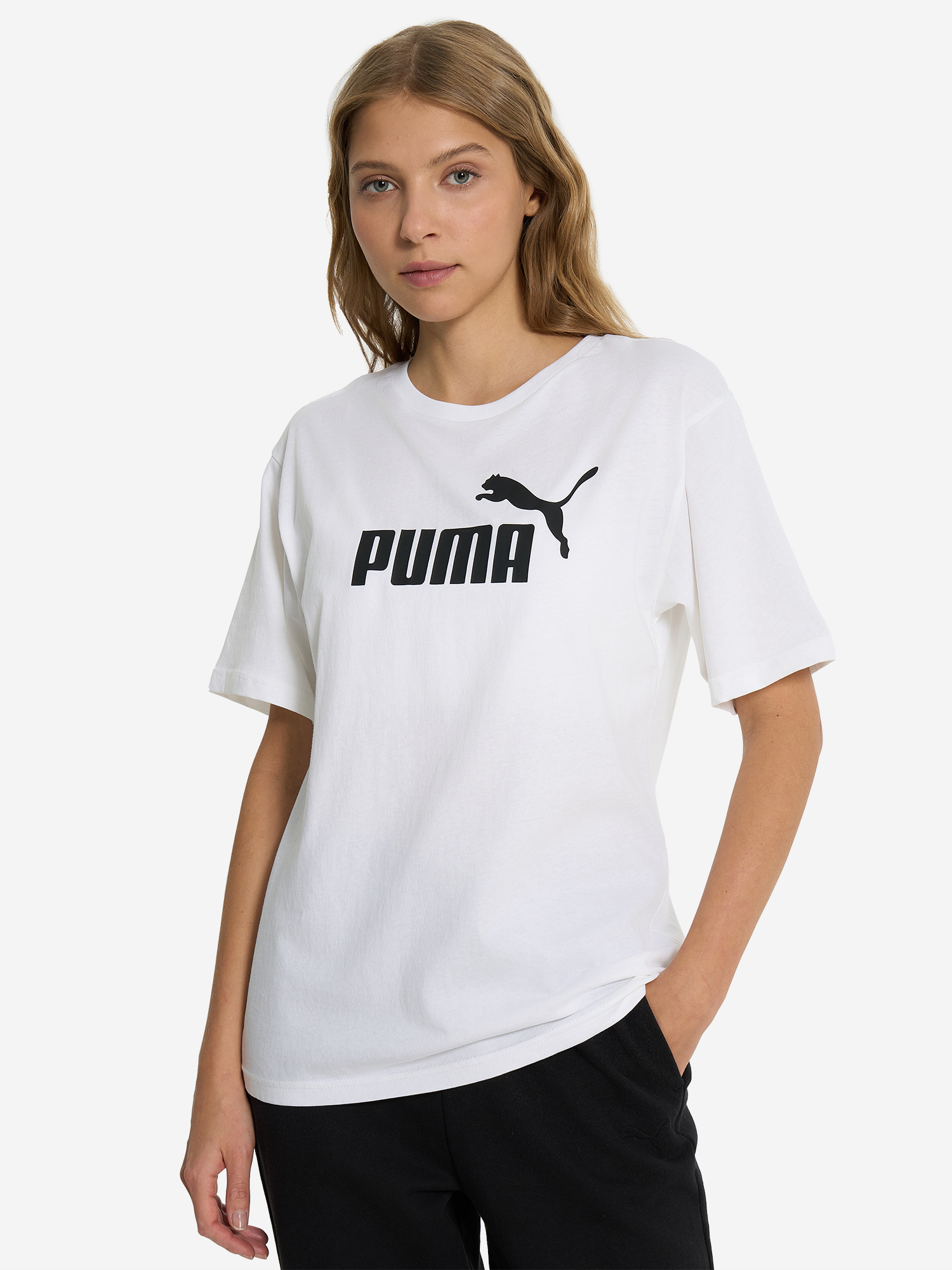 фото Футболка женская puma ess no. 1 logo relaxed, белый