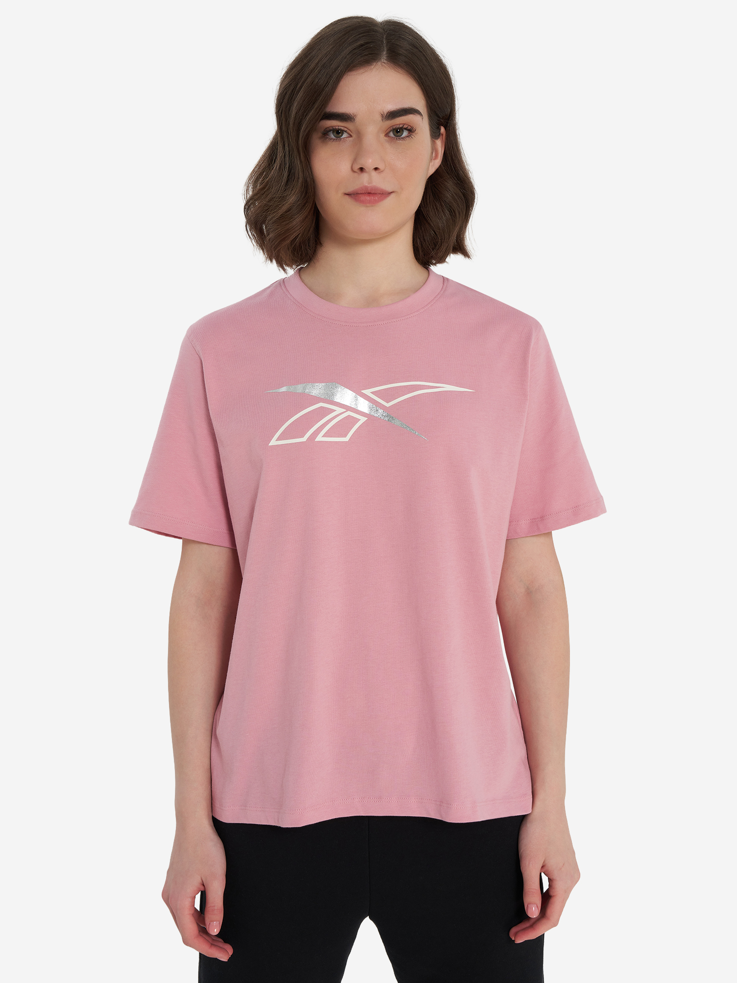 фото Футболка женская reebok brielle crew, розовый