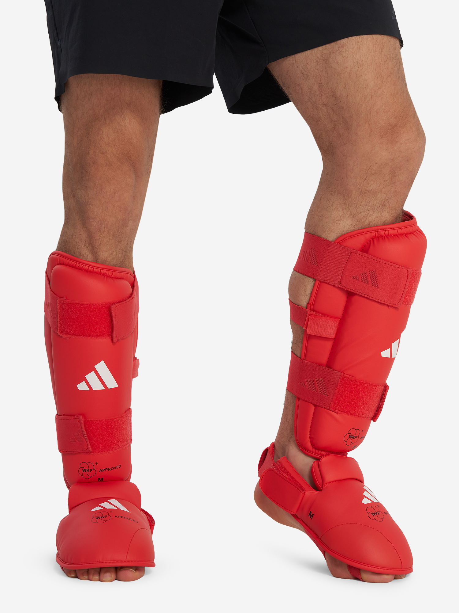 фото Защита голени и стопы adidas wkf shin & removable foot, красный