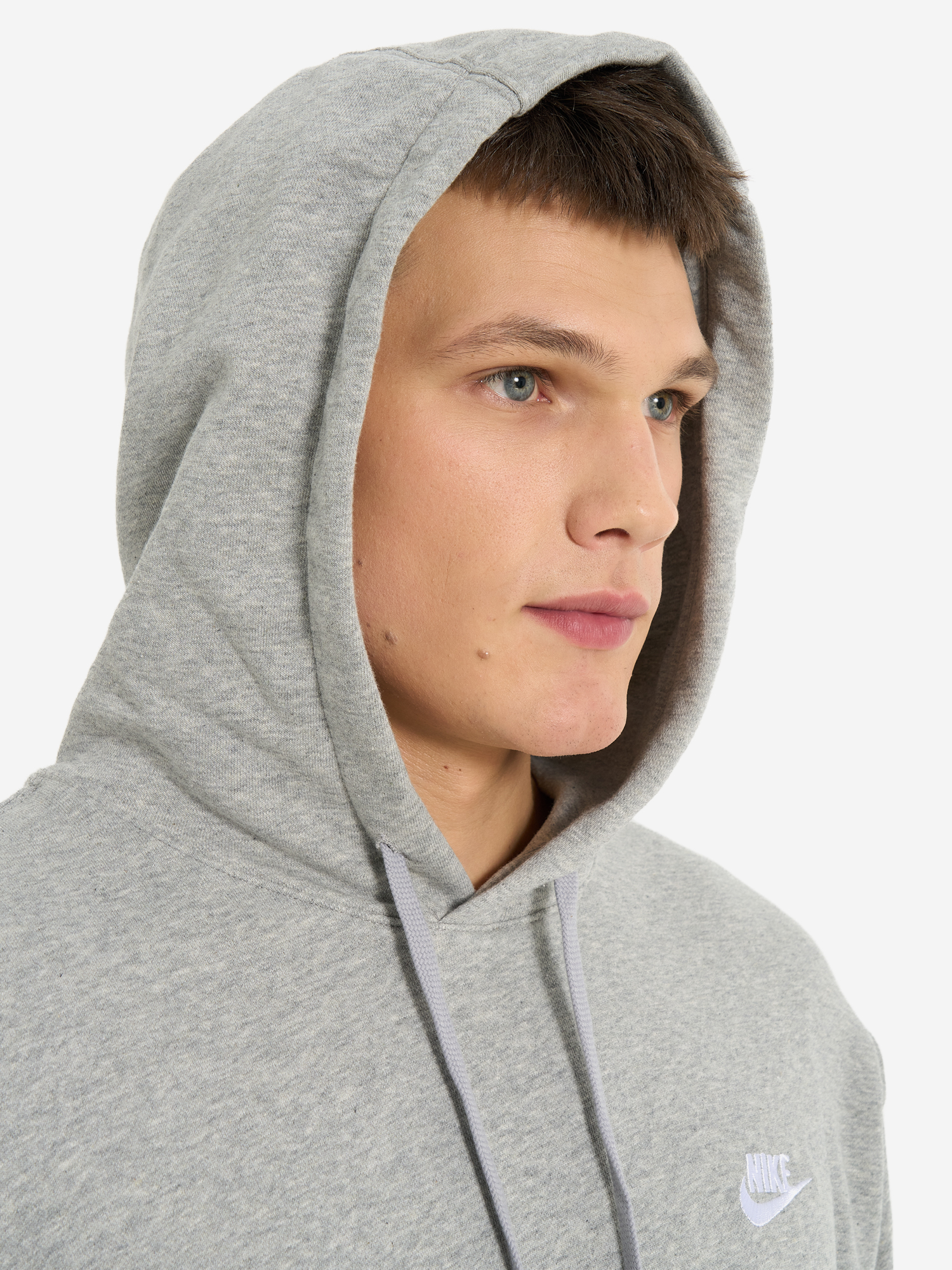 фото Худи мужское nike club hoodie, серый