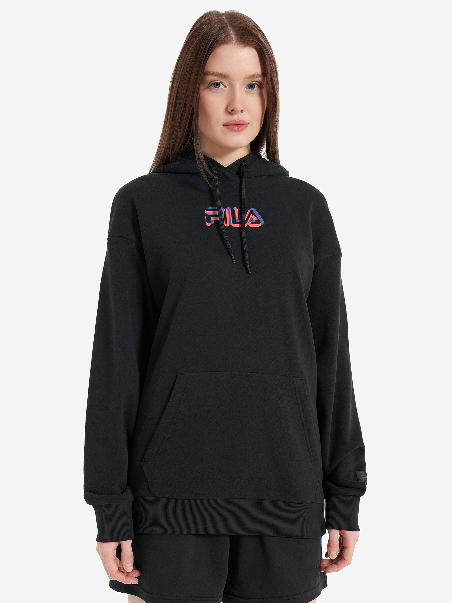 фото Худи женское оверсайз fila, черный