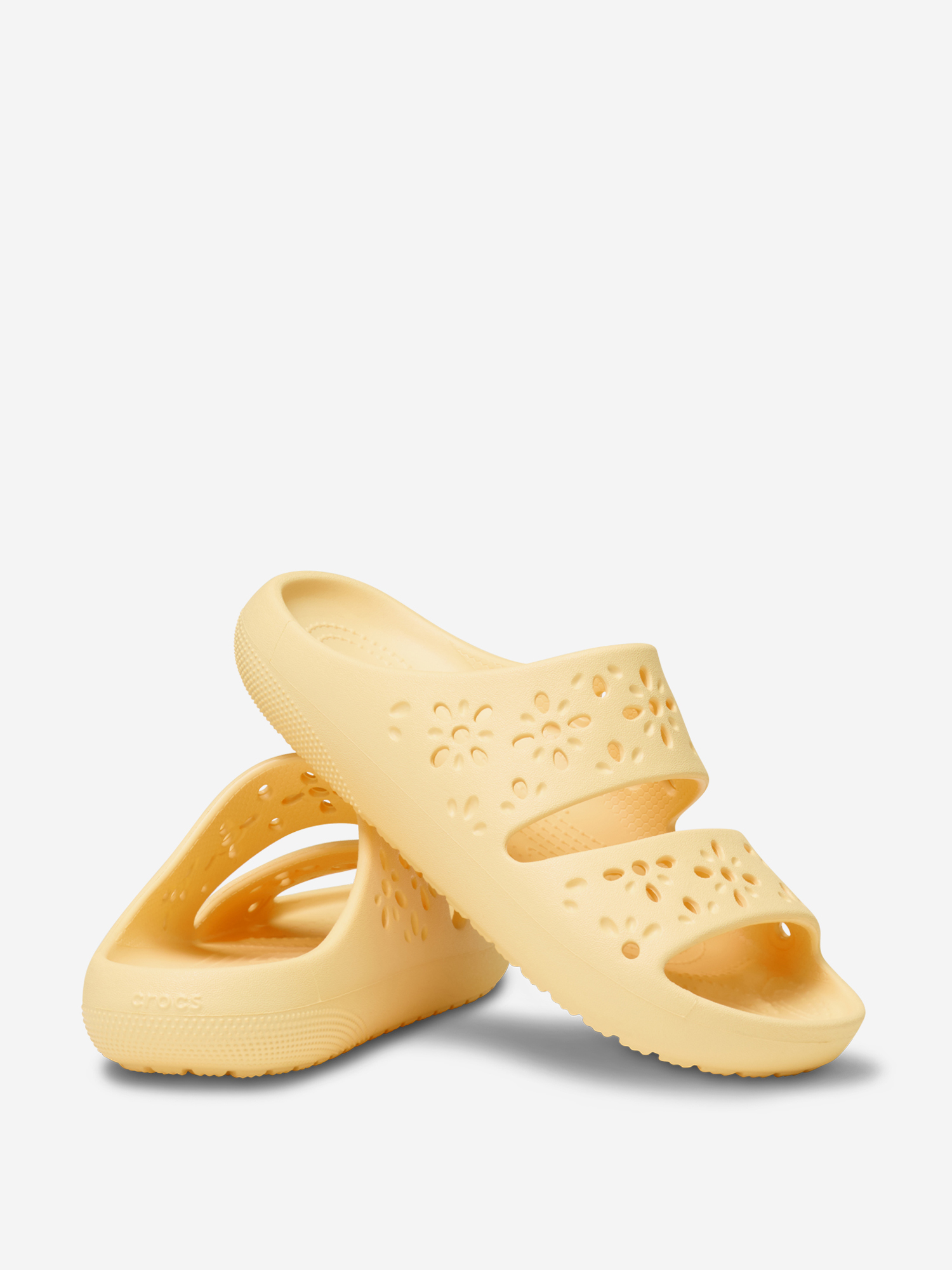 фото Шлепанцы женские crocs classic floral cut out, желтый