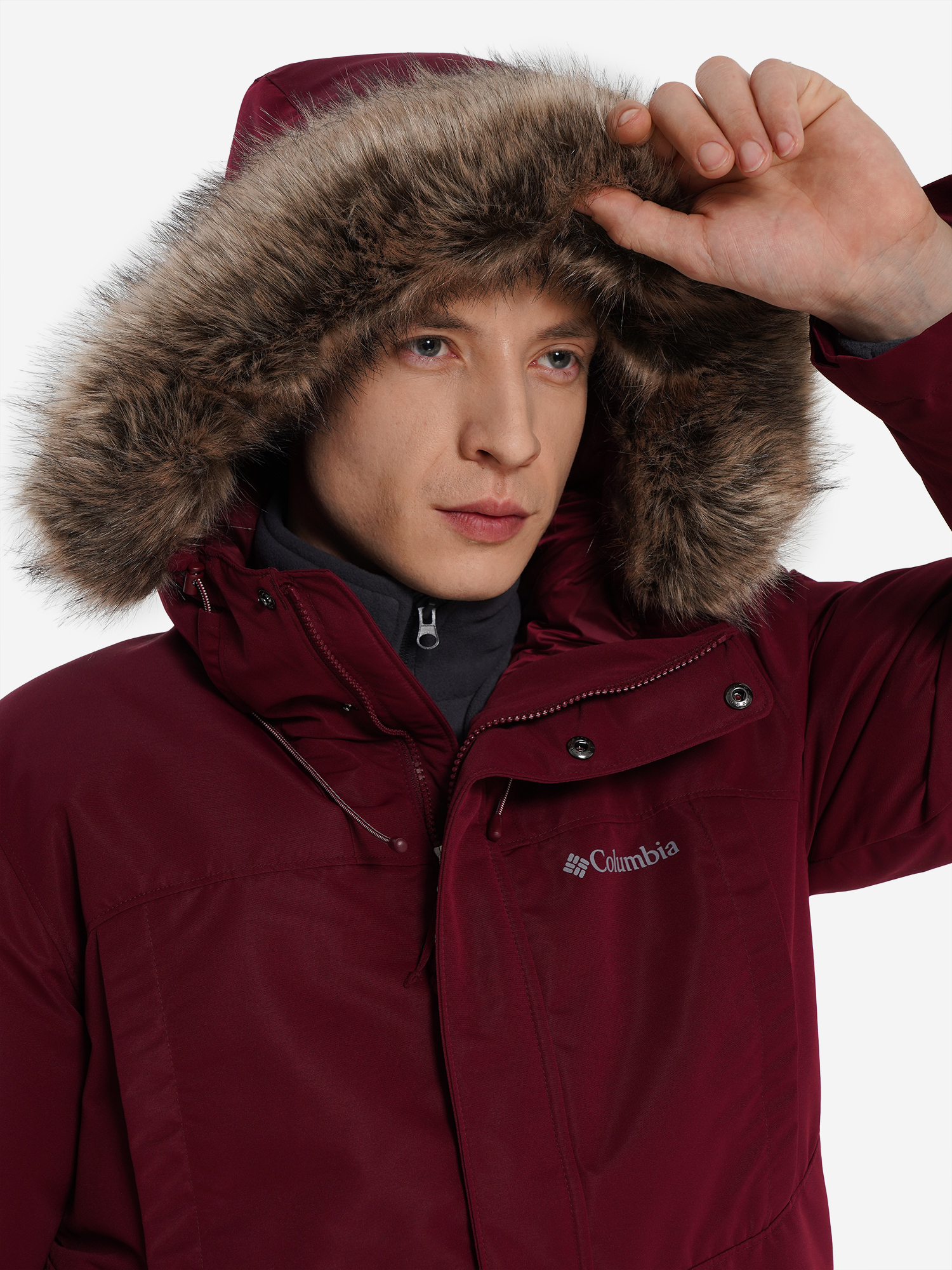фото Пуховик мужской columbia marquam peak iii parka, красный