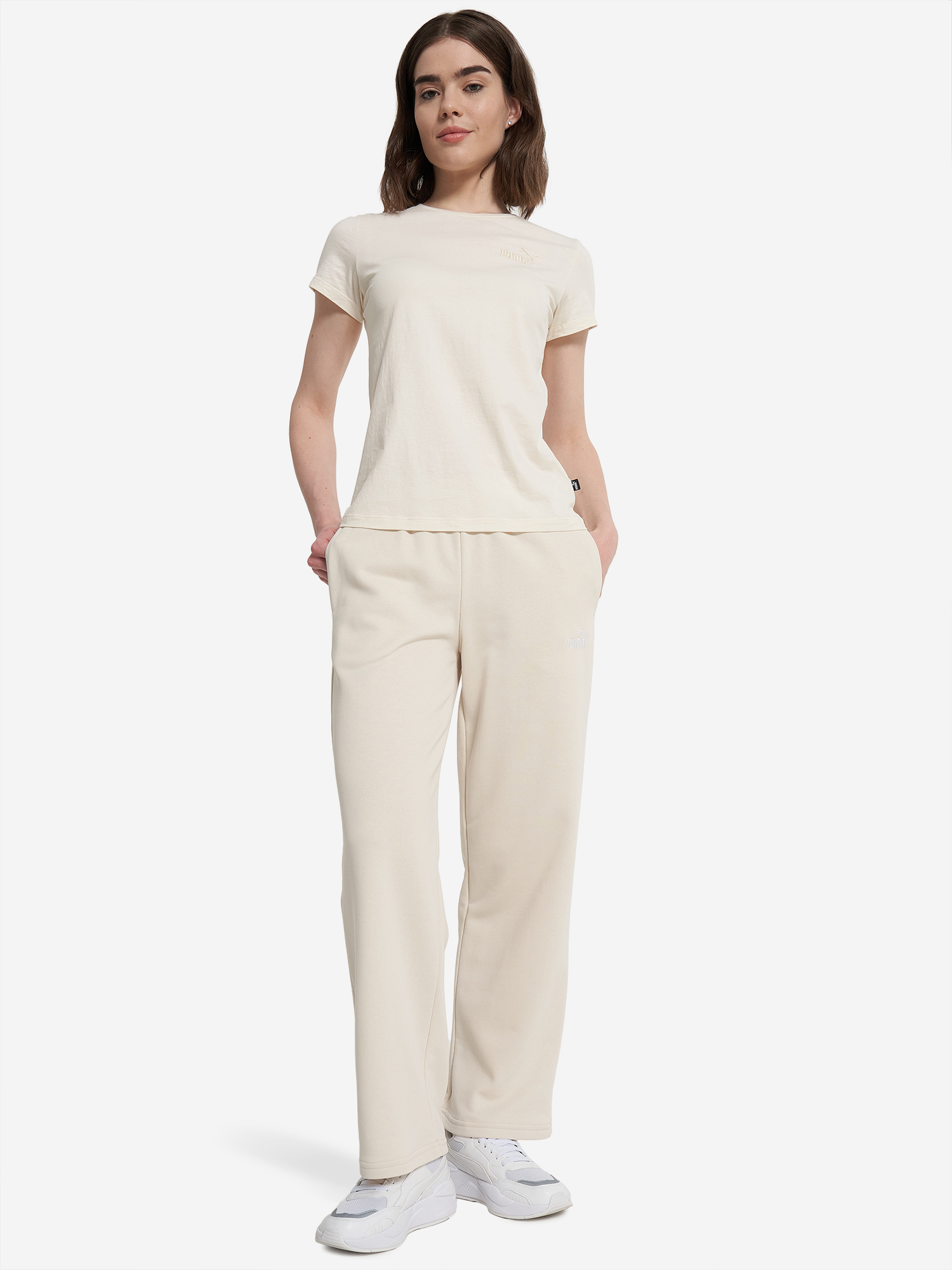 фото Брюки женские puma ess small no. 1 logo, бежевый