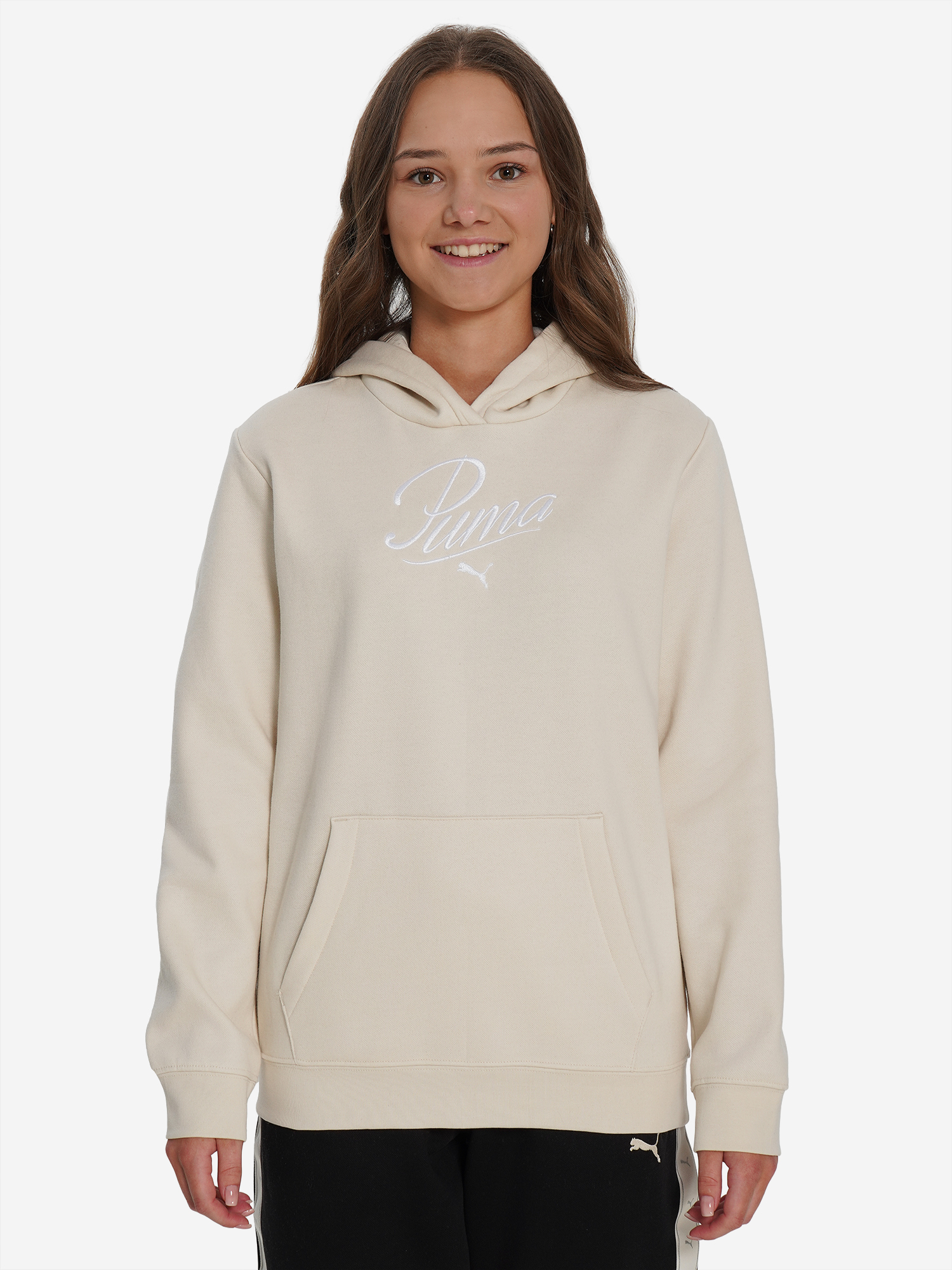 фото Худи для девочек puma script, бежевый