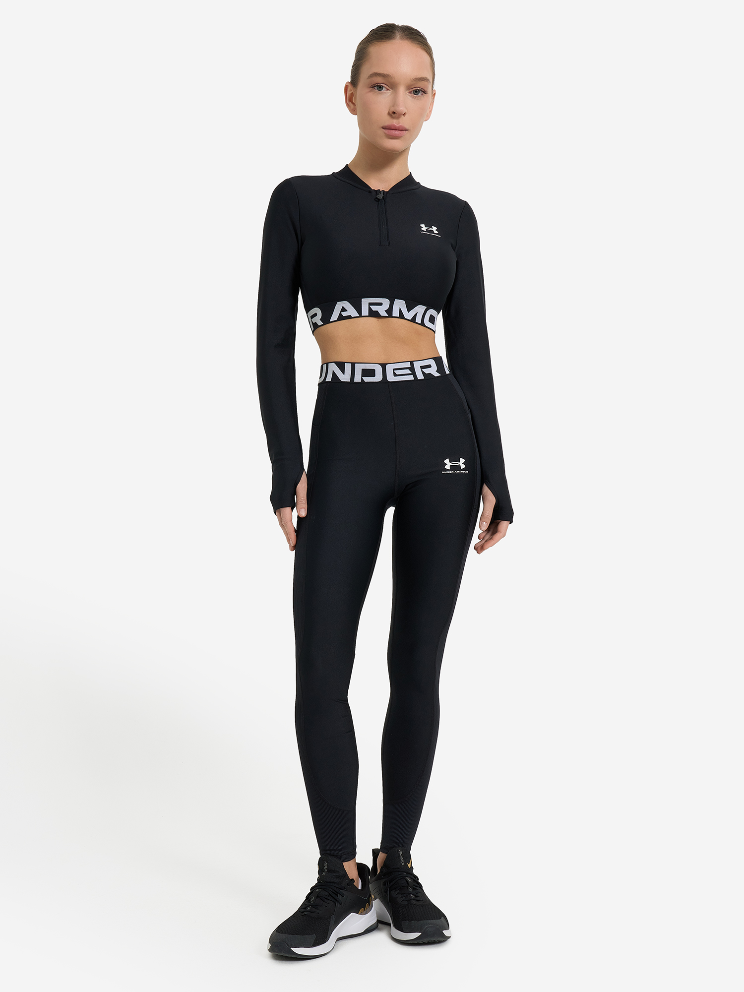 фото Лонгслив женский under armour heatgear rib, черный