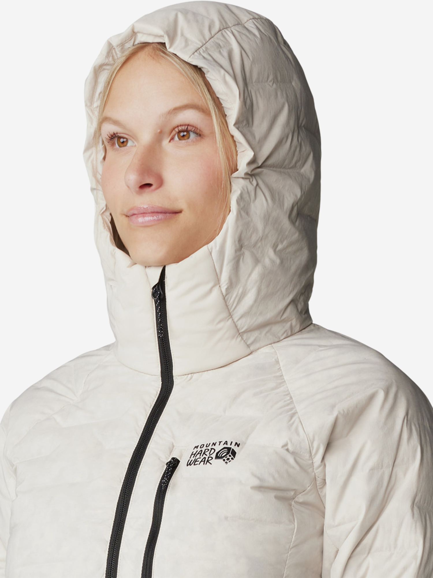фото Пуховик женский mountain hardwear stretchdown, бежевый
