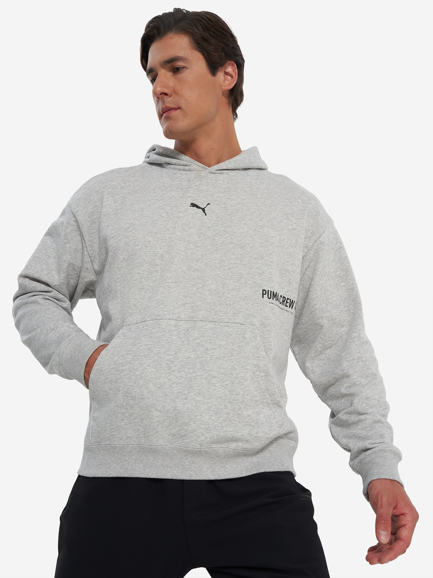фото Худи мужское puma graphic french terry, серый