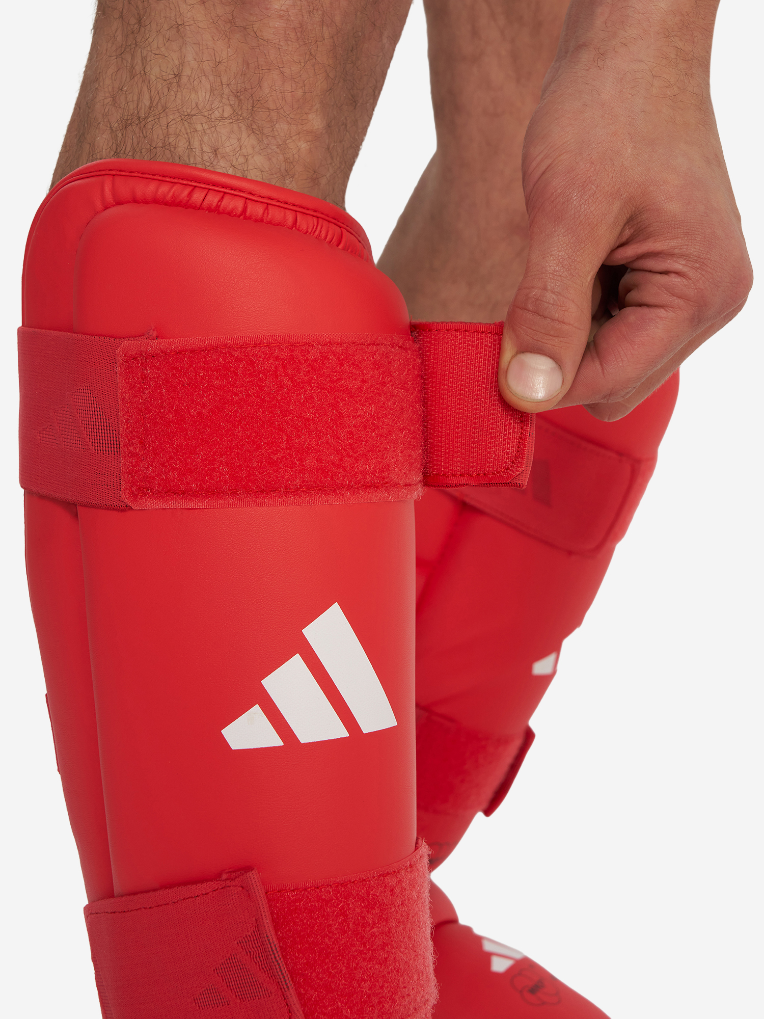 фото Защита голени и стопы adidas wkf shin & removable foot, красный