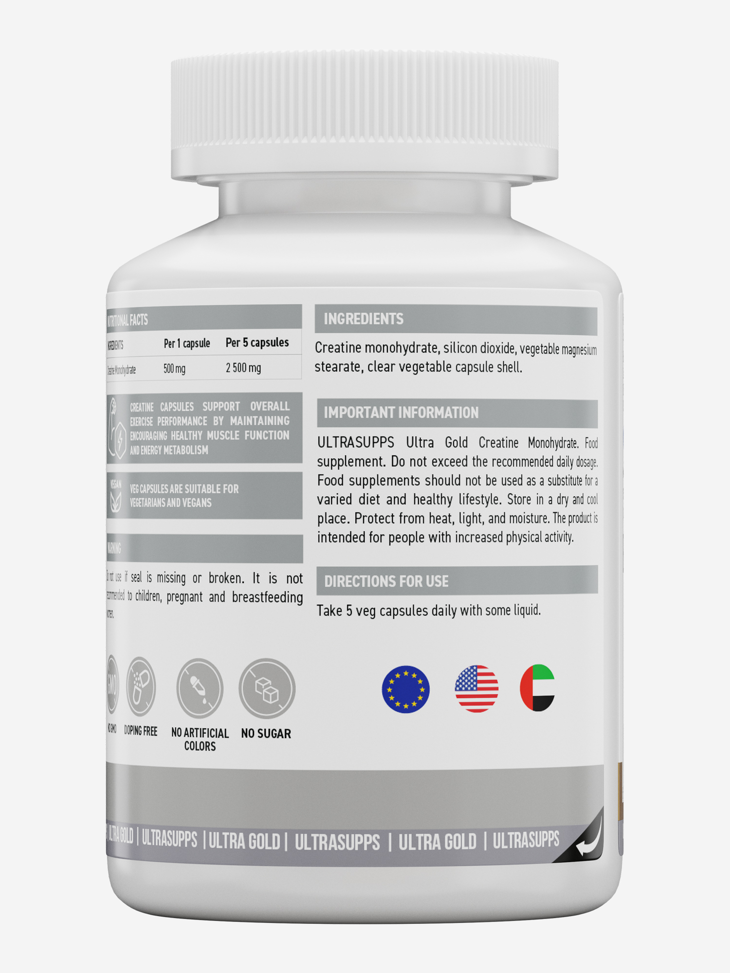 фото Креатин моногидрат ultrasupps ultra gold, 150 шт, белый