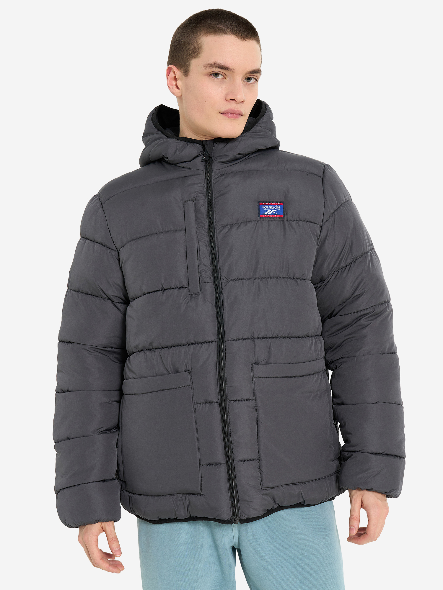 фото Пуховик мужской reebok, черный