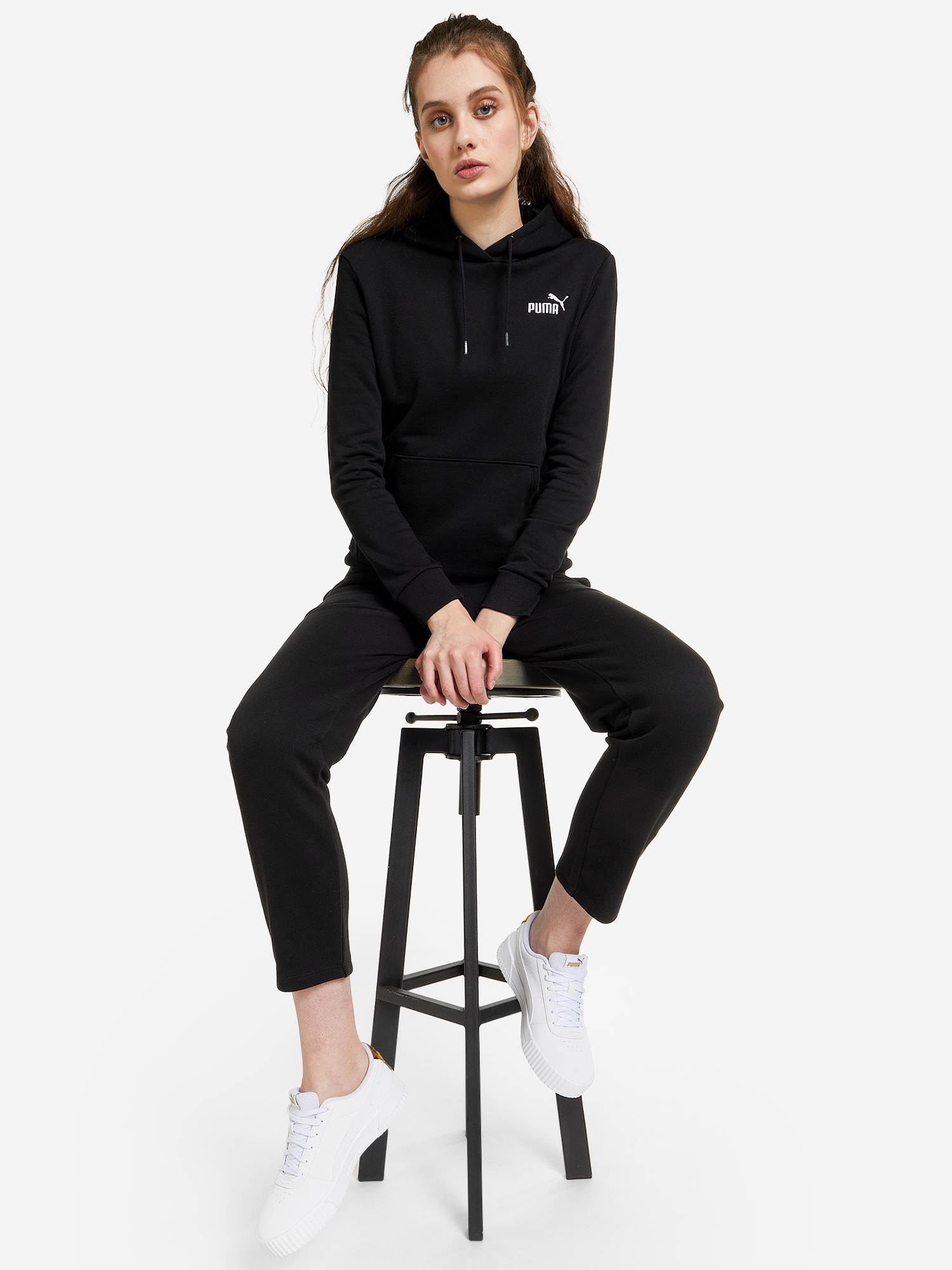 фото Худи женское puma ess+ embroidery, черный