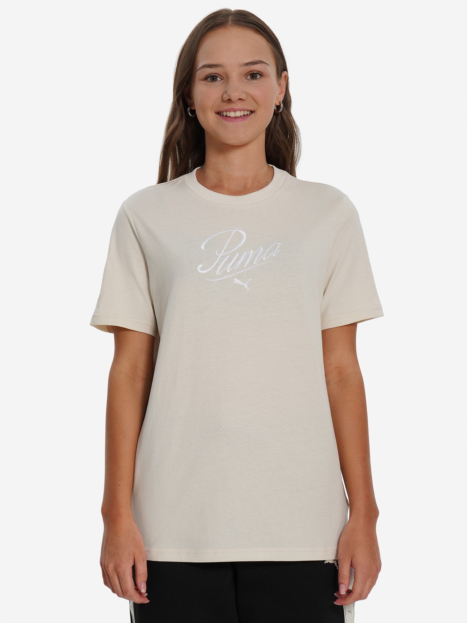 фото Футболка для девочек puma script, бежевый