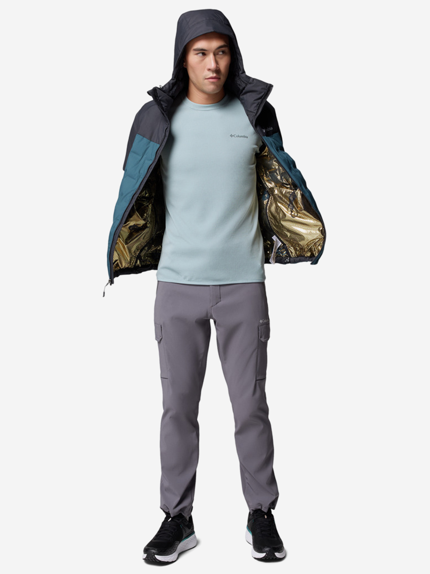 фото Пуховик мужской columbia grand trek iii down hooded jacket, голубой