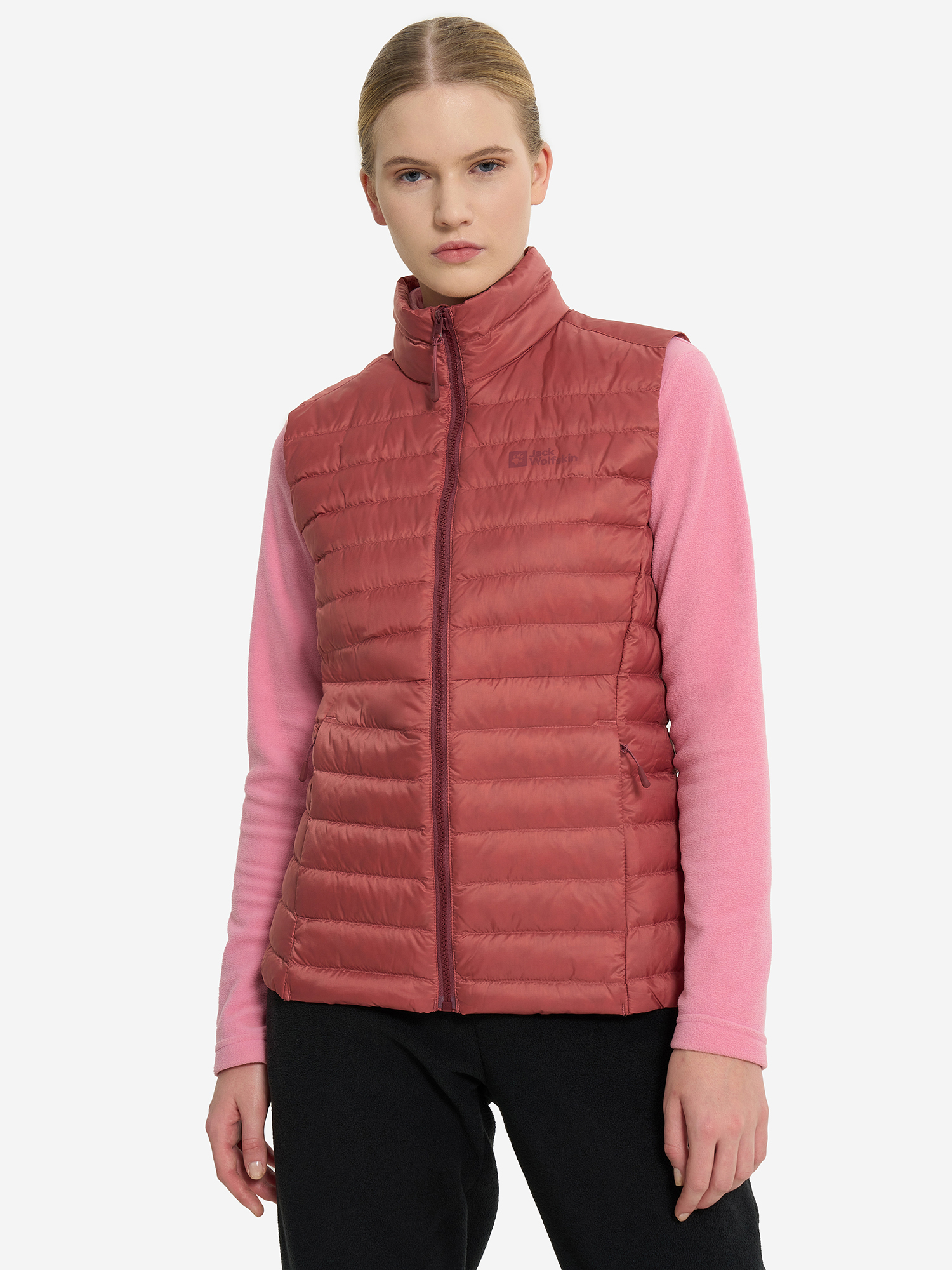 фото Жилет пуховый женский jack wolfskin pilvi, красный