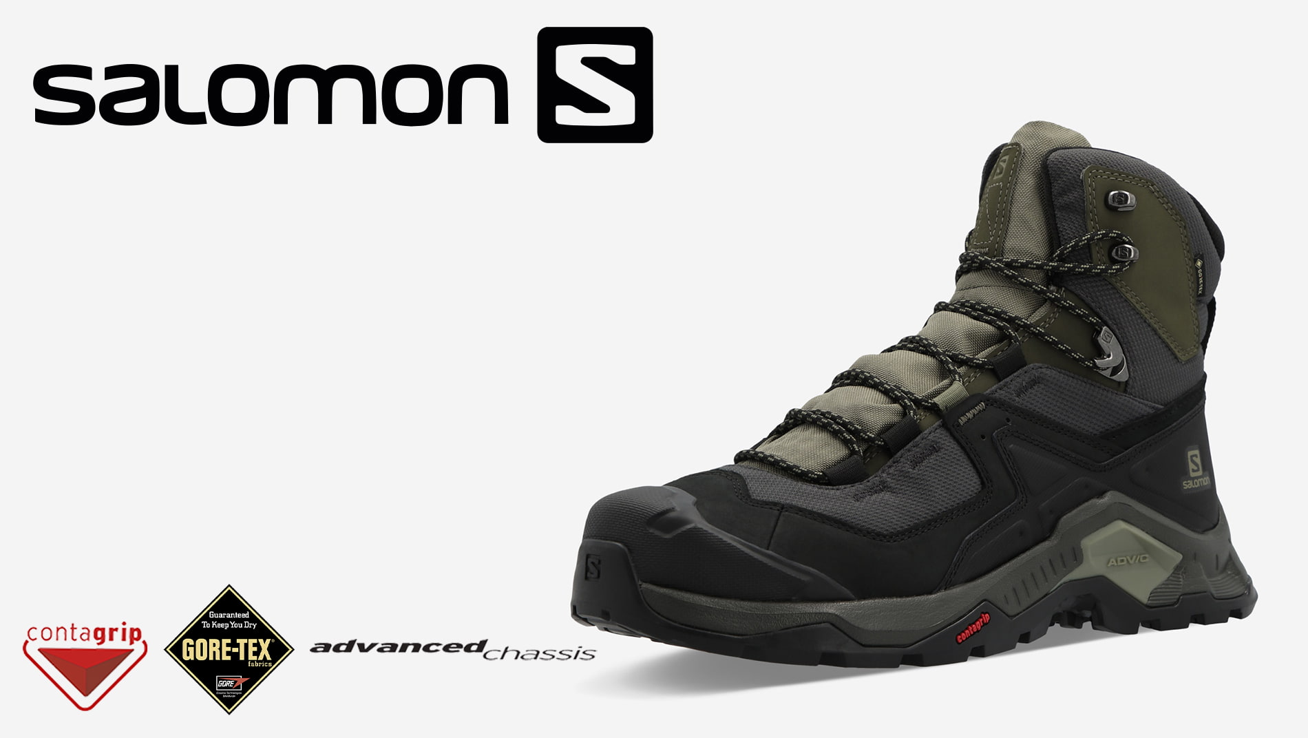 Ботинки мужские Salomon Quest Element GTX черный/оливковый цвет — купить за35999 руб., отзывы в интернет-магазине Спортмастер