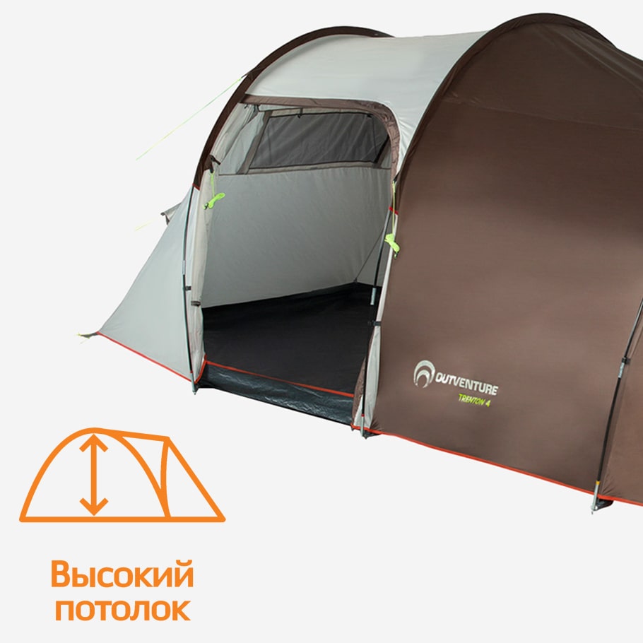 Палатка 4-местная Outventure Trenton 4 бежевый цвет — купить за 11599 руб.  со скидкой 20 %, отзывы в интернет-магазине Спортмастер