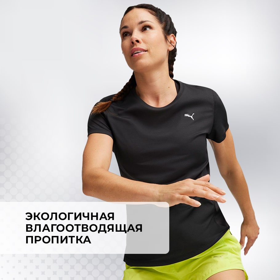 Футболка женская PUMA Run Favorites черный цвет — купить за 3199 руб.,  отзывы в интернет-магазине Спортмастер