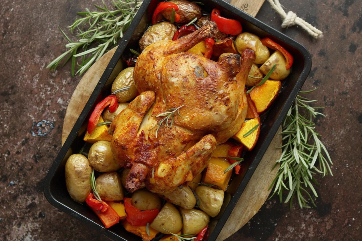 Печеные овощи с индейкой