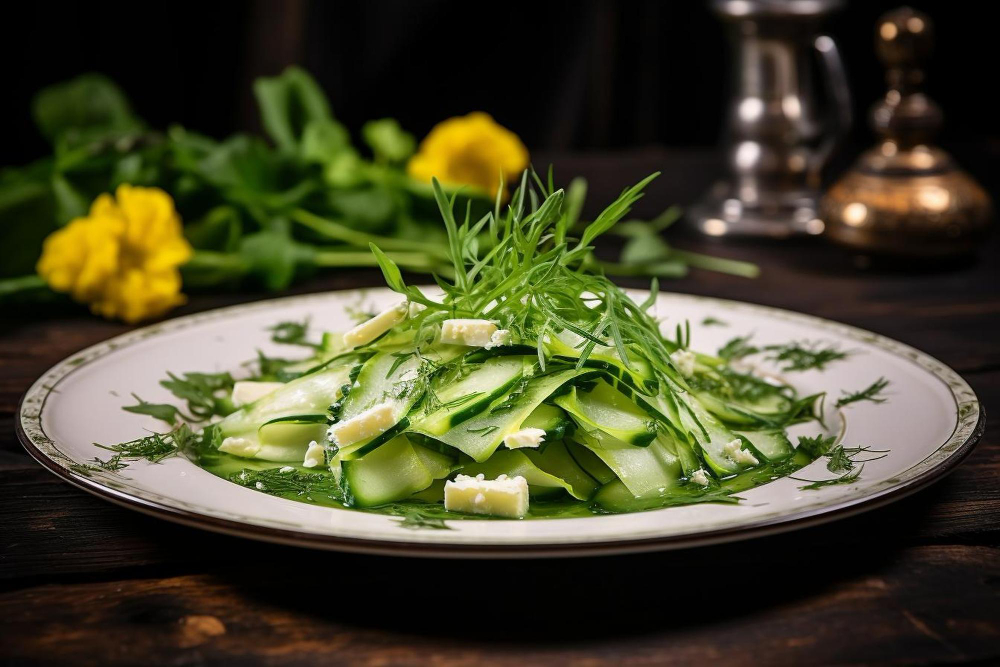 Салат с руколой, лимонной заправкой и пармезаном