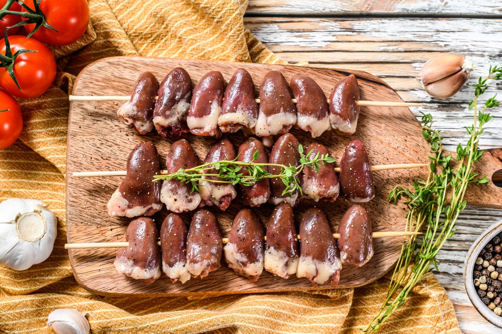 Шашлык из куриных сердечек