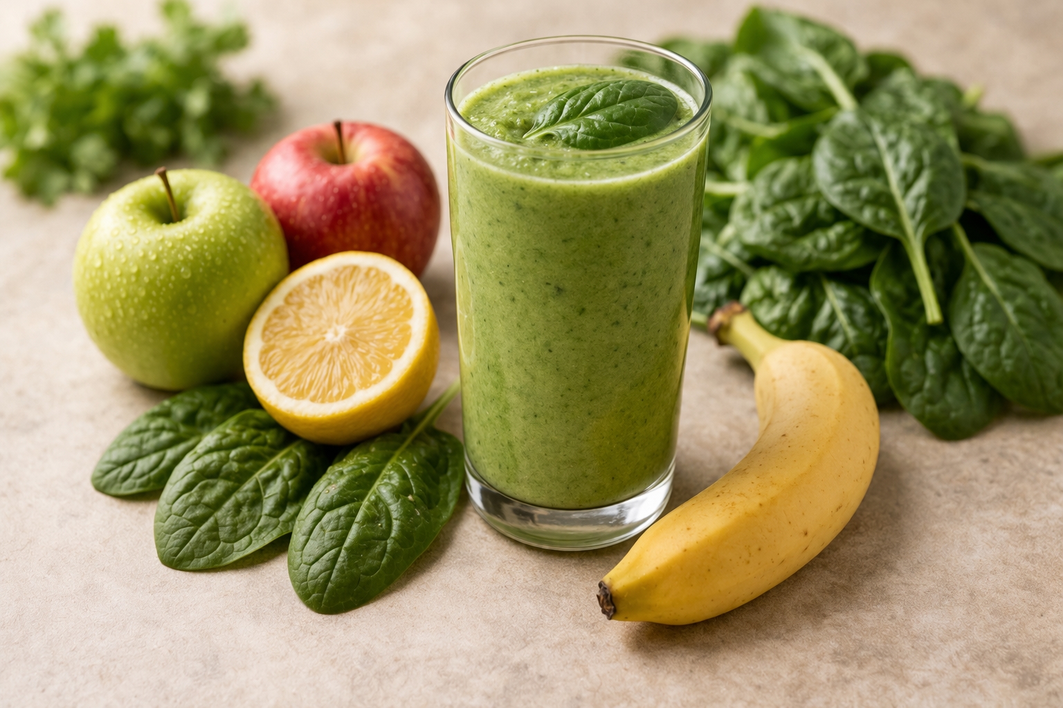 Яблочно-шпинатный смузи с бананом