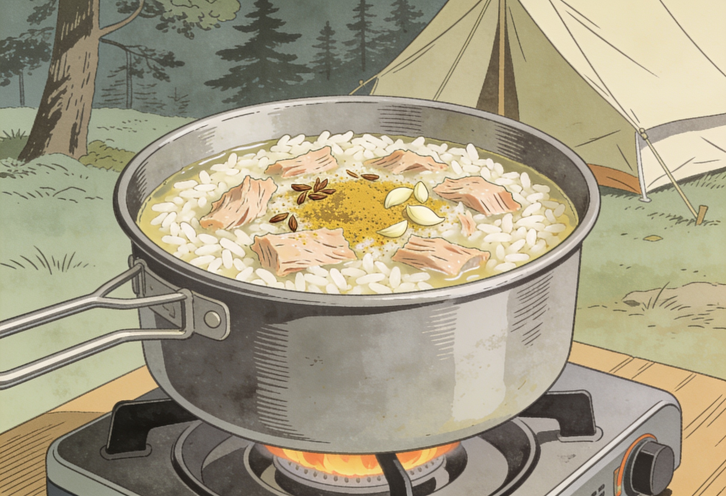 Рис с тунцом и приправой карри