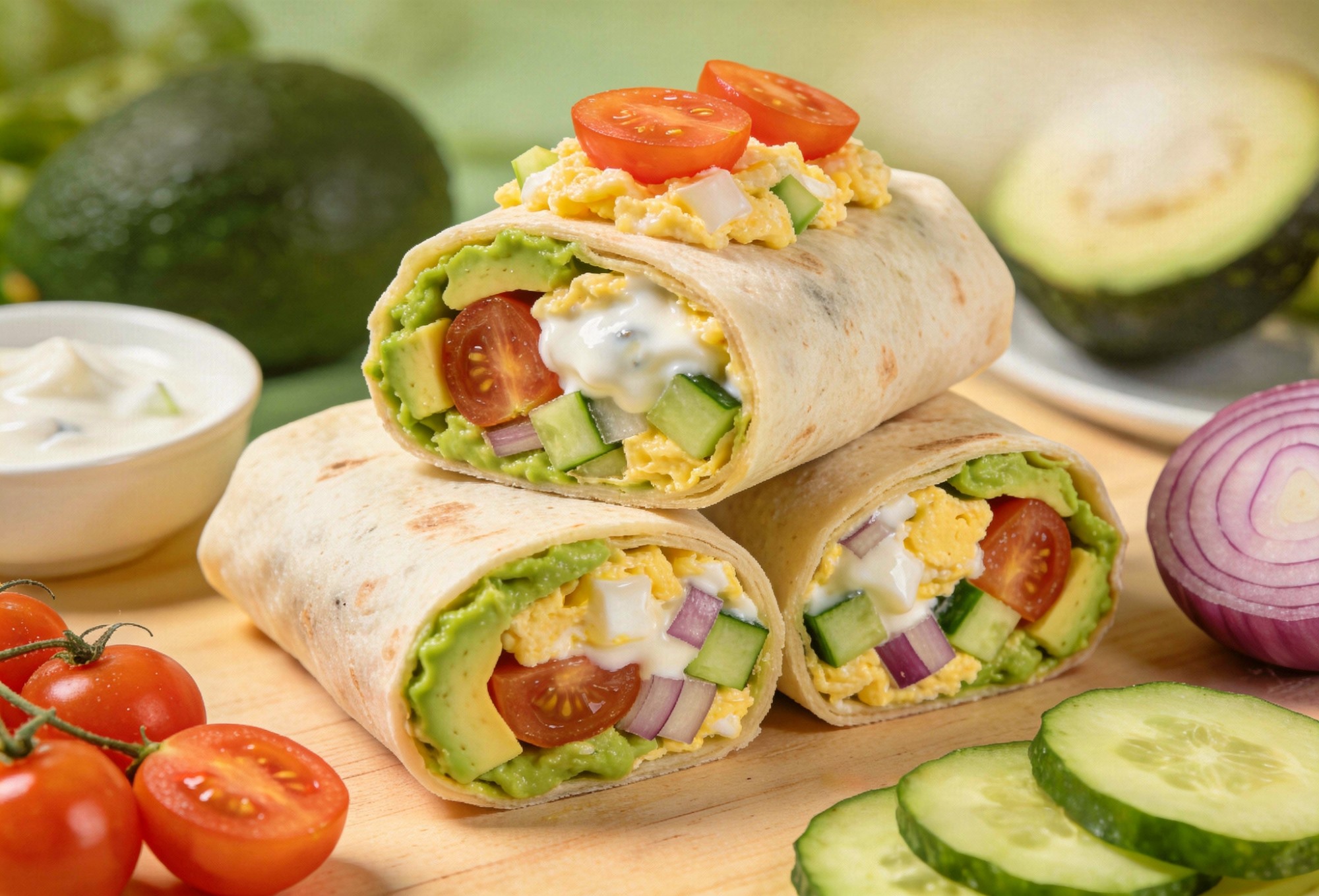 Салат-ролл с авокадо и яйцом 