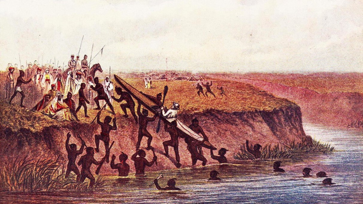 Джон Макгрегор в своем каноэ «Роб Рой», захваченном во время исследования верховьев реки Иордан. Нарисовано самим Макгрегором.