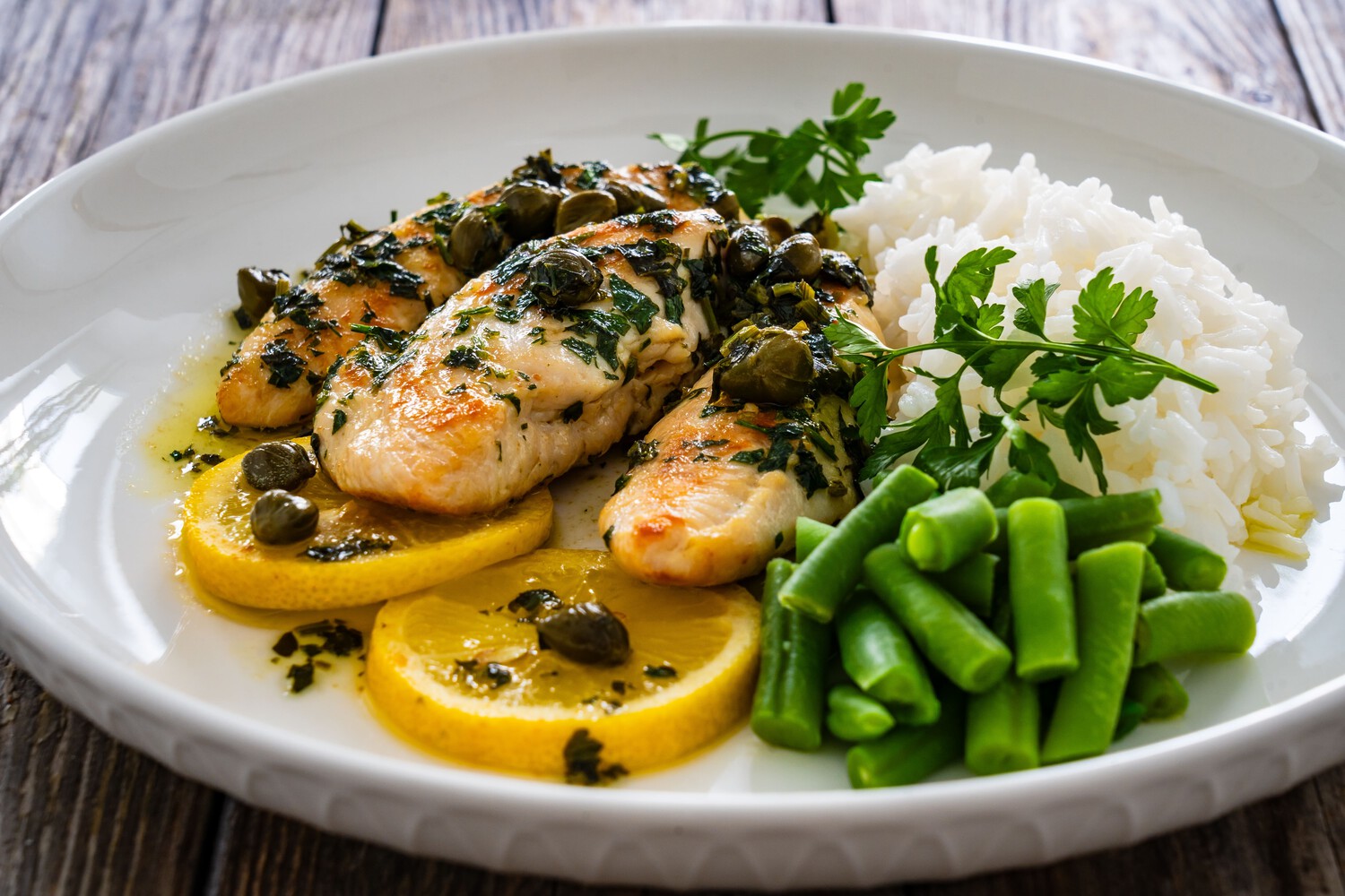 Индейка с рисом и зеленым маслом